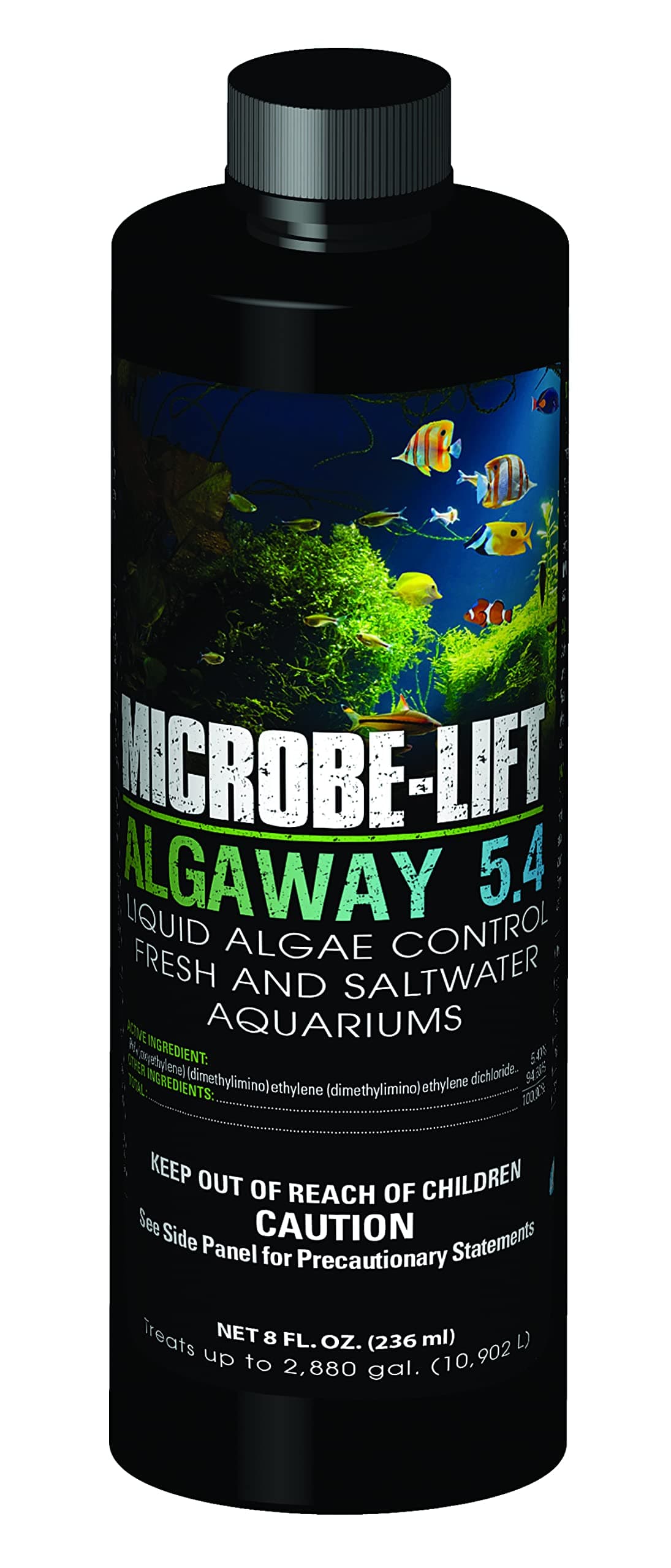 Algaway 5.4 Algae Remover for Aquariums, Algaecide for Freshwater and Saltwater Tanks, Aquarium Algae Control and Fish Tank Cleaner, Safe for Fish and Plants, 8 Ounces (ALGAA08)