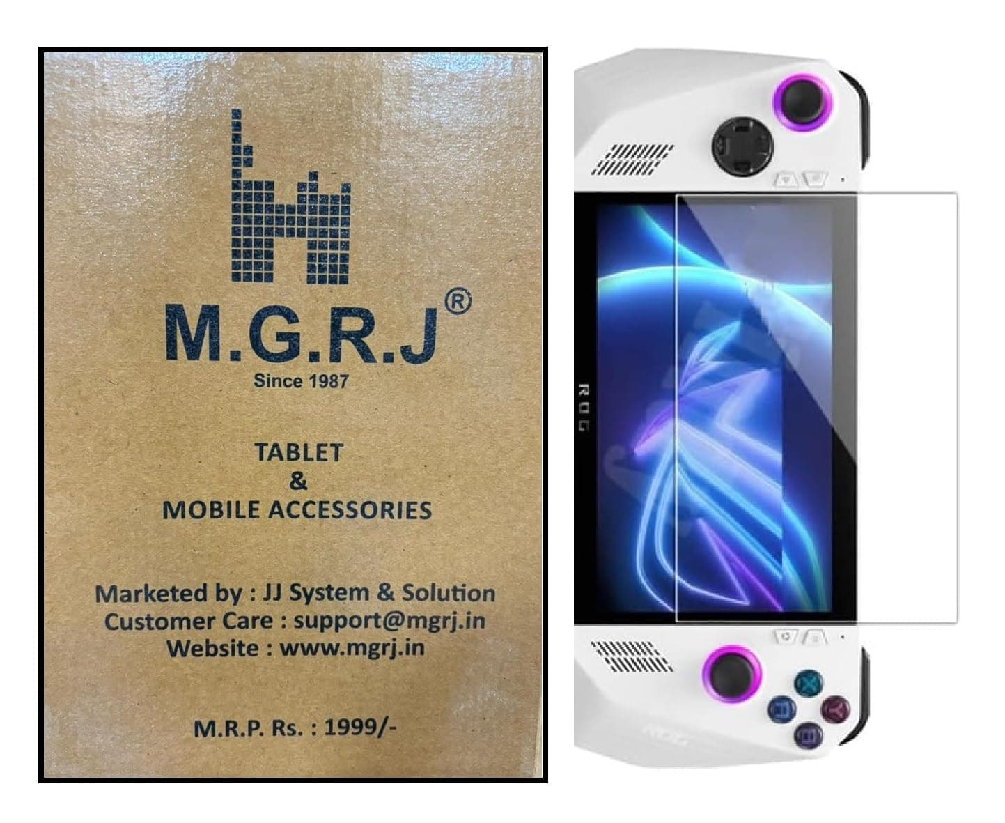M.G.R.J® Tempered Glass Screen Protector for ASUS ROG Ally Handheld 7 inch 2023 / Rog Ally X 2024 / MSI Claw 2024 (Transparent)