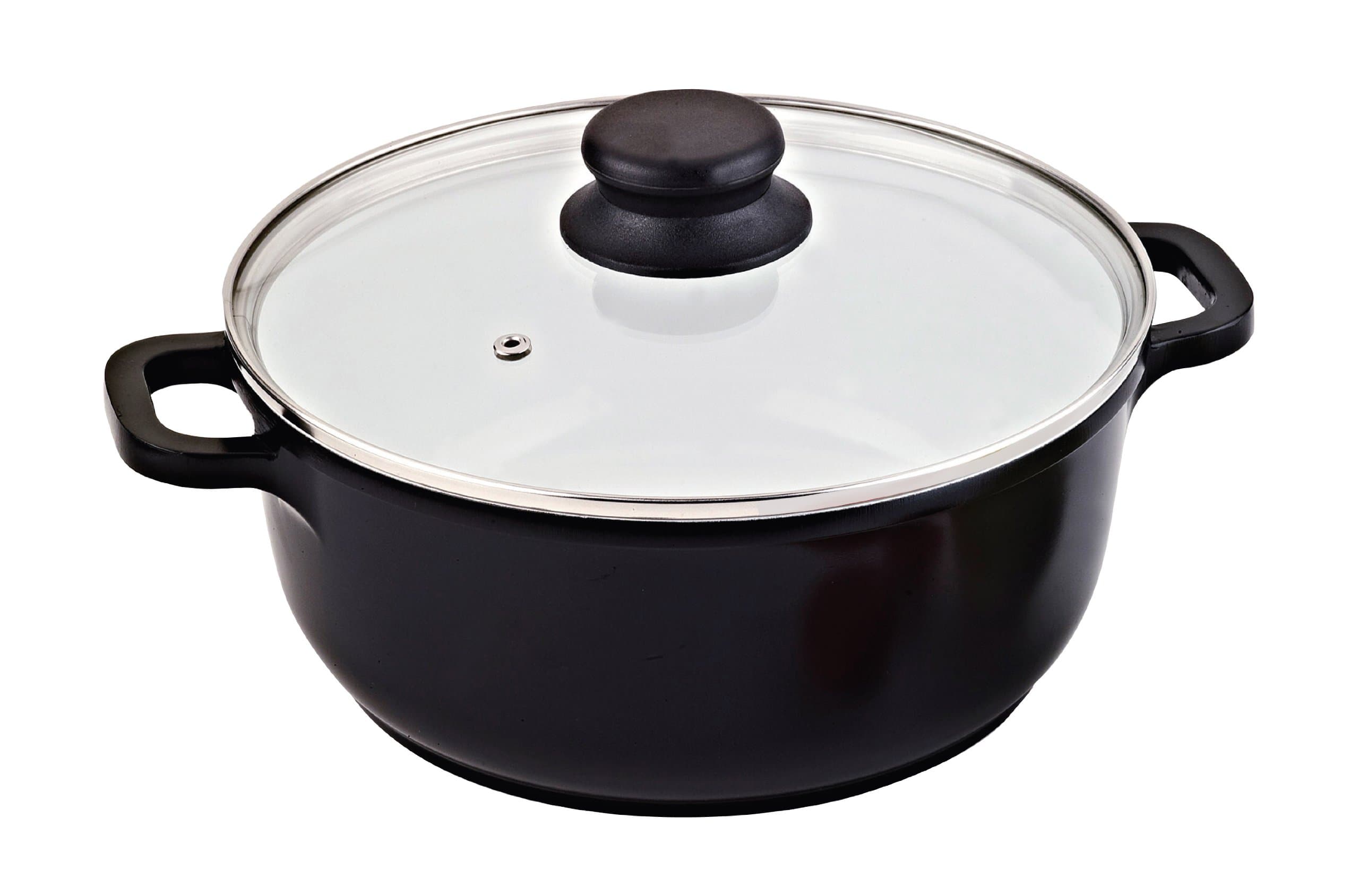 Die Cast Aluminum with Ceramic Coating 28-Cm, 6.8-Quart Casserole with Lid and Vent, Black