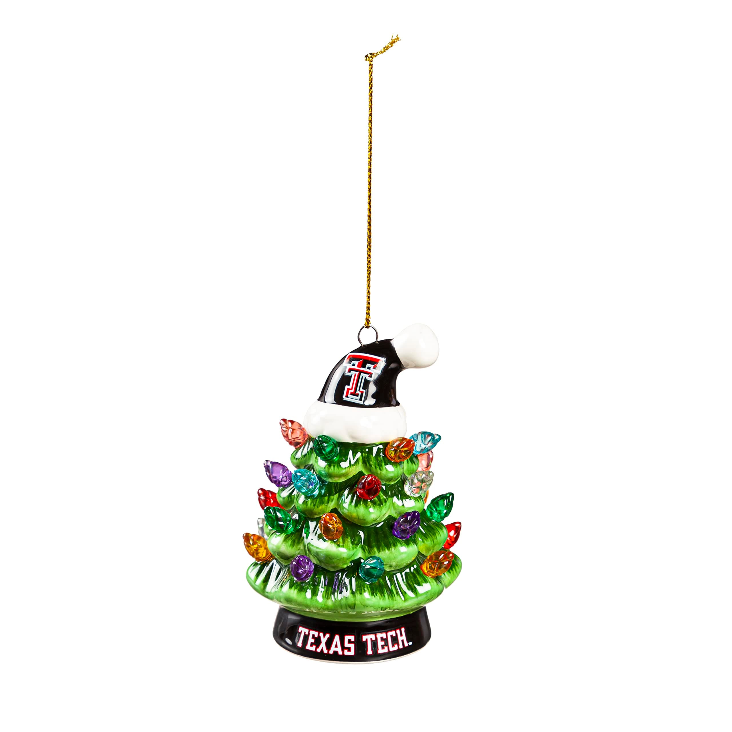 NCAA Texas Tech Ceramic Christmas Hanging Tree Ornament| Team Logo | 4-inches Tall | Battery Operated | Officially Licensed| Traditional Home Decor
