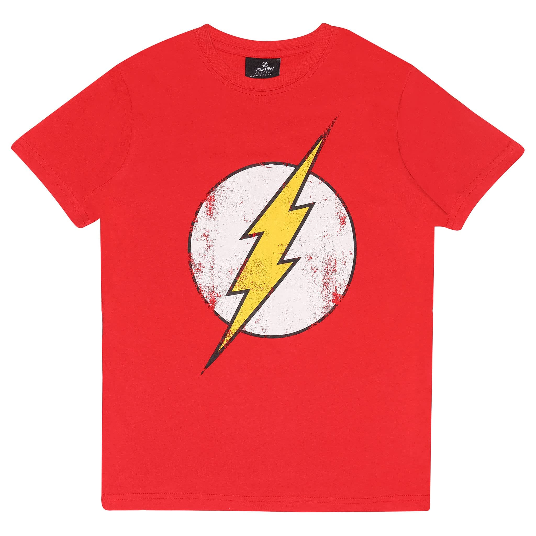 DC Comics The Flash Distressed Logo T-Shirt, Kids, 3-15 Years, Red, Official Merchandise
