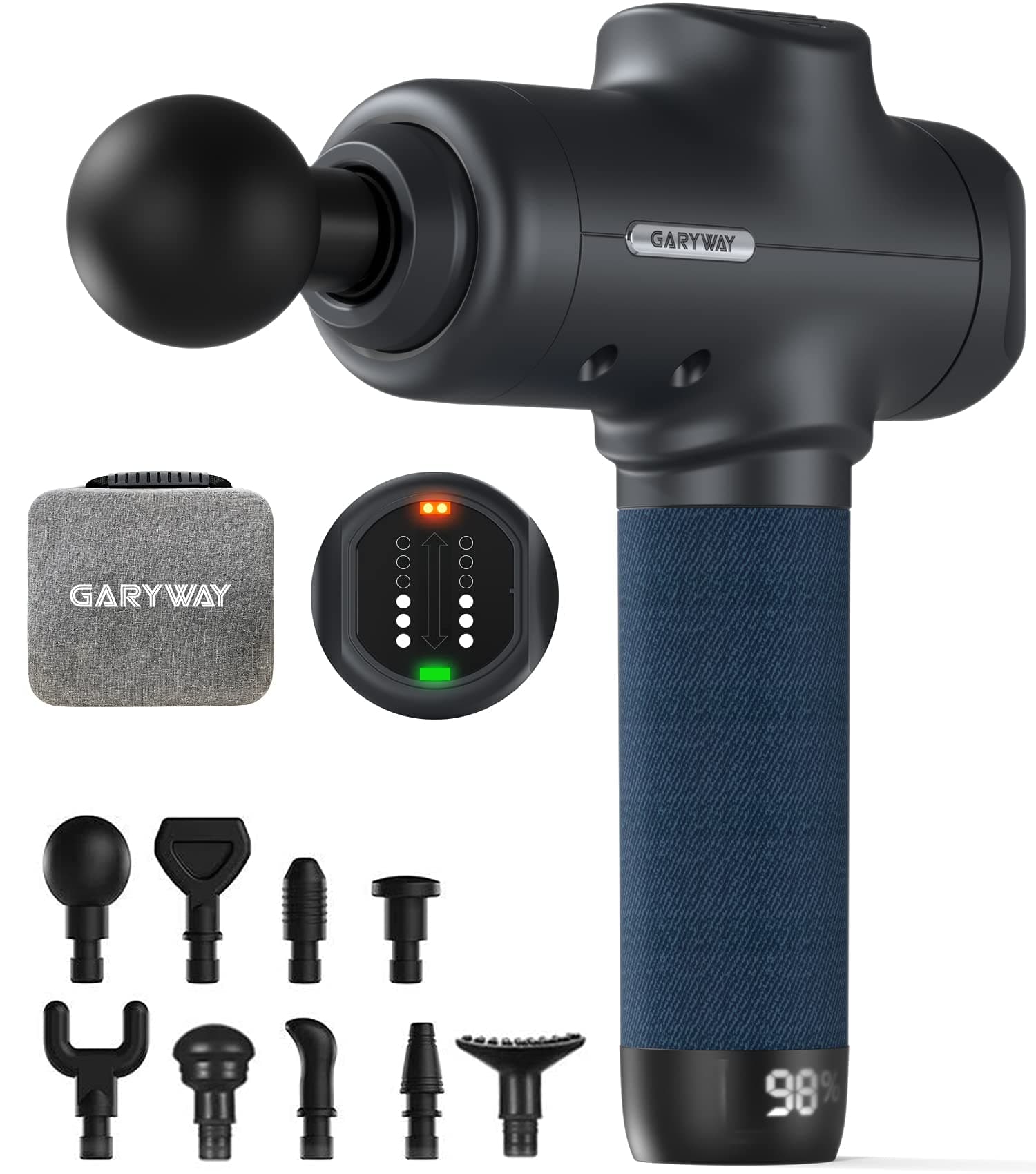 Massage Gun Deep Tissue with 9 Head Attachments & 6 Speed Levels Percussion Massager for Full Body Massage, Relaxation