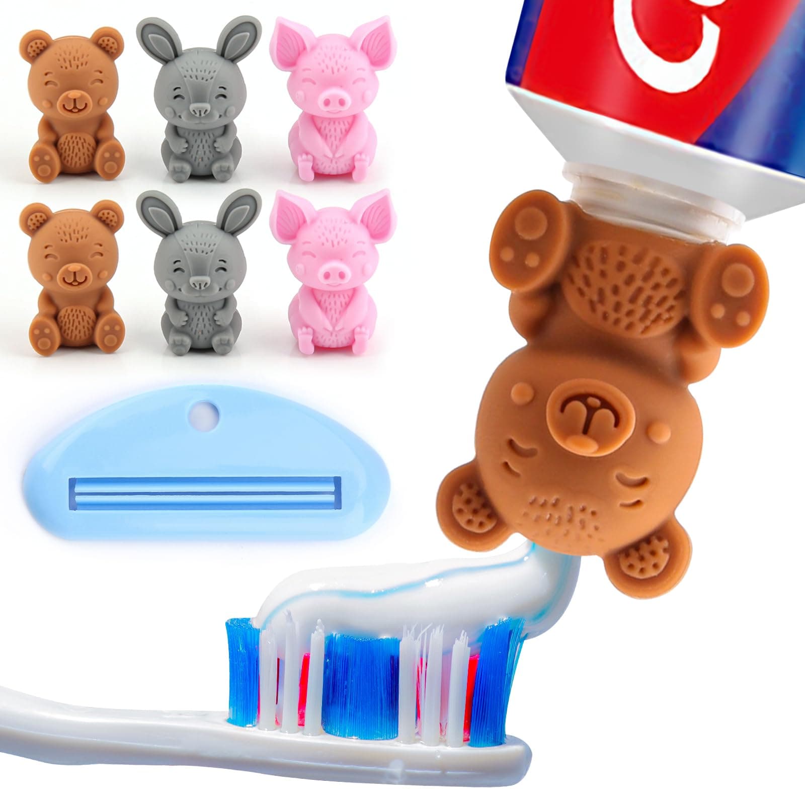 Self-Closing Toothpaste Caps by Tilcare - No Waste Cap Dispensers for Kids Bathroom - Mess-Free Toothpaste Lids - Easy to Use, Food Grade Silicone and BPA-Free Toppers