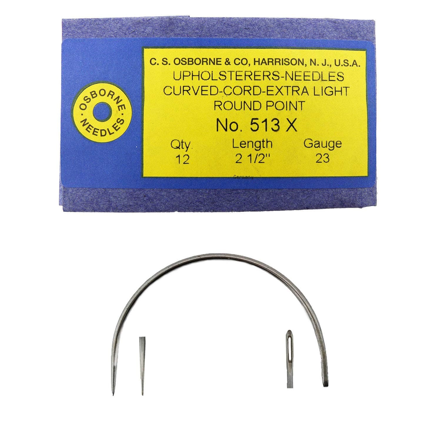 C.S. Osborne 12/Pk. Curved Cord Extra Light Needles #513X Size 2-1/2"