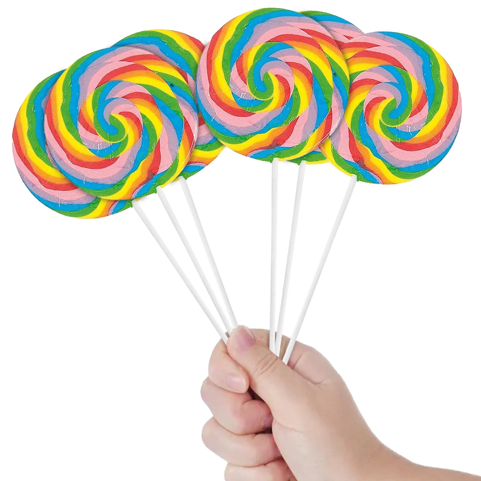 Fun Express Big Rainbow Lollipops For Kids, 6 Count