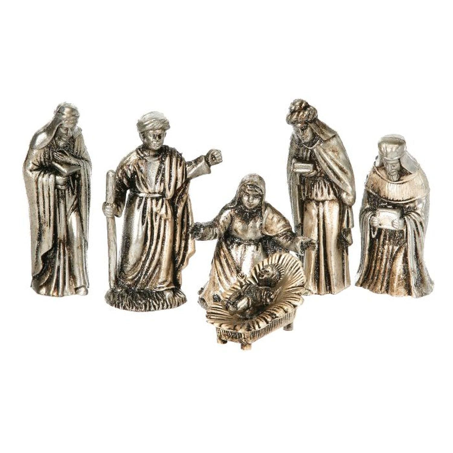 Regency International 6 Piece 2-4" Silver Glitter Plastic Nativity Set