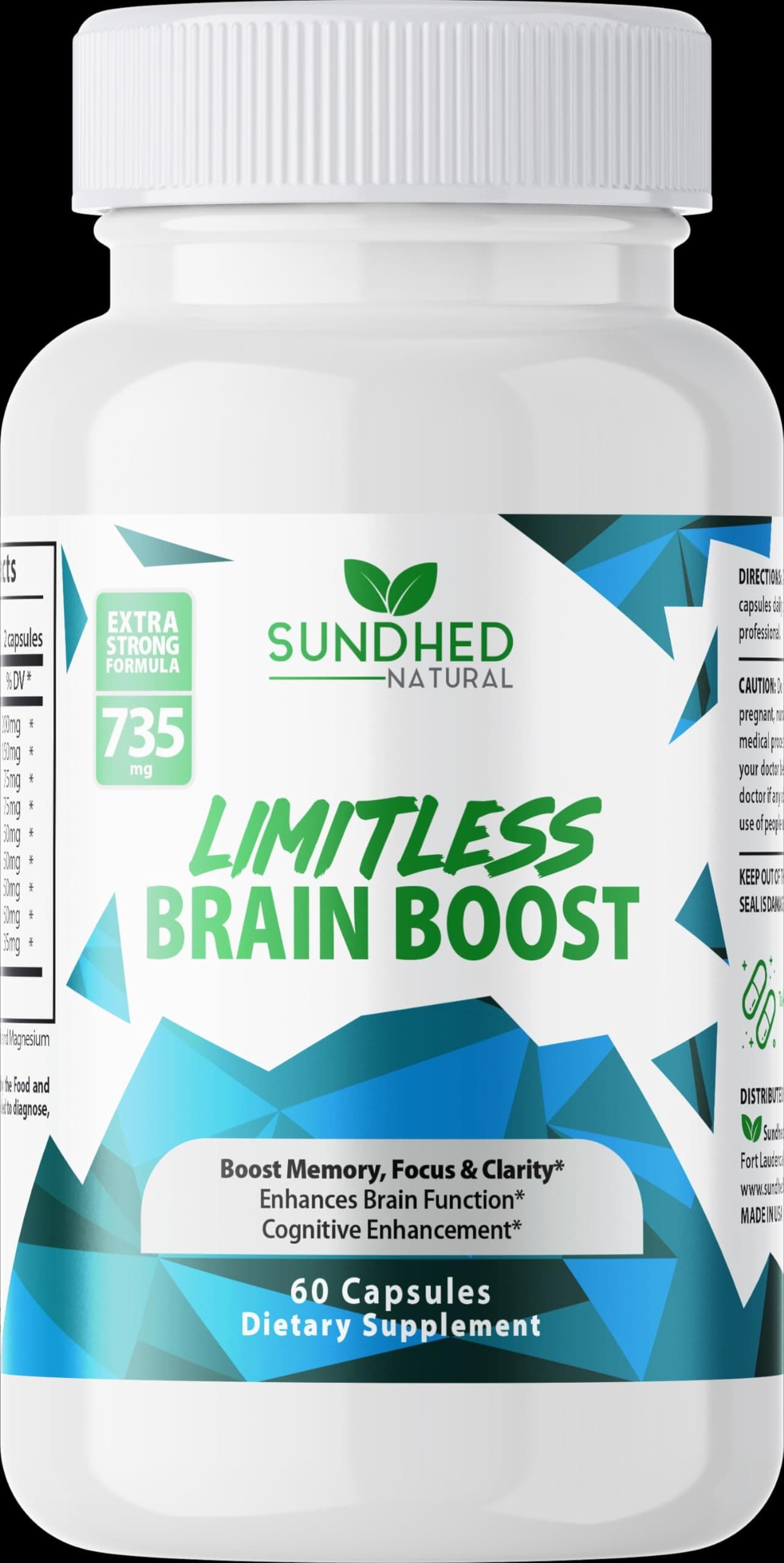 Limitless Brain Boost (60 caps) - Memory, Focus, Mental Clarity - Nootropics Scientific Formula for Enhance Performance, Super Ginkgo Biloba, St John Wort Extract, DMAE