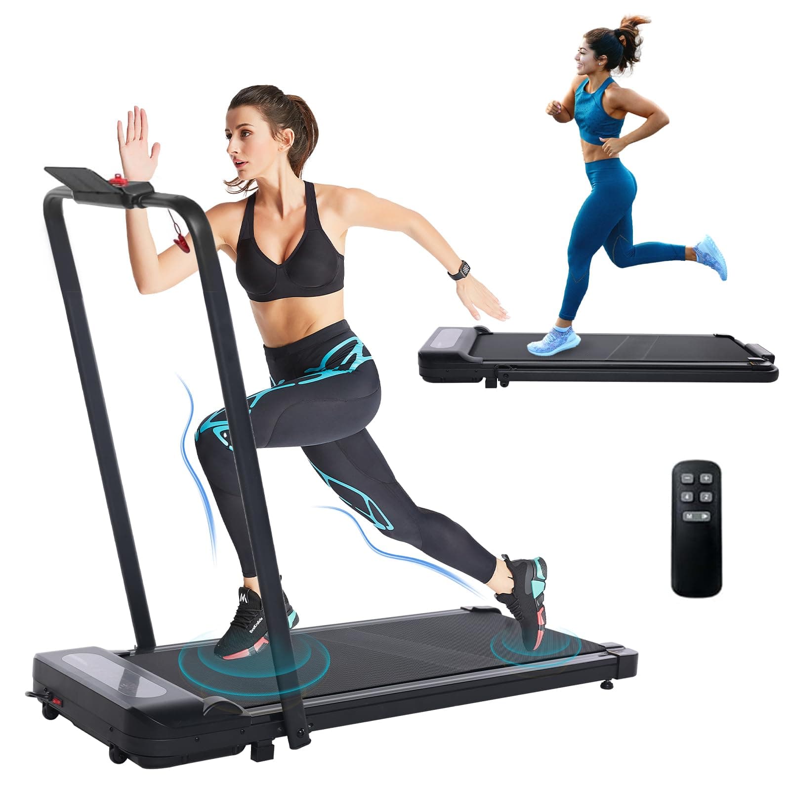 2.5HP Folding Treadmill Walking Pad Treadmill,2 in 1 Under Desk Treadmill, Exercise Running Machine WalkingJogging for Home,Office with Remote Control, Holder, LED Display, Large Running Belt