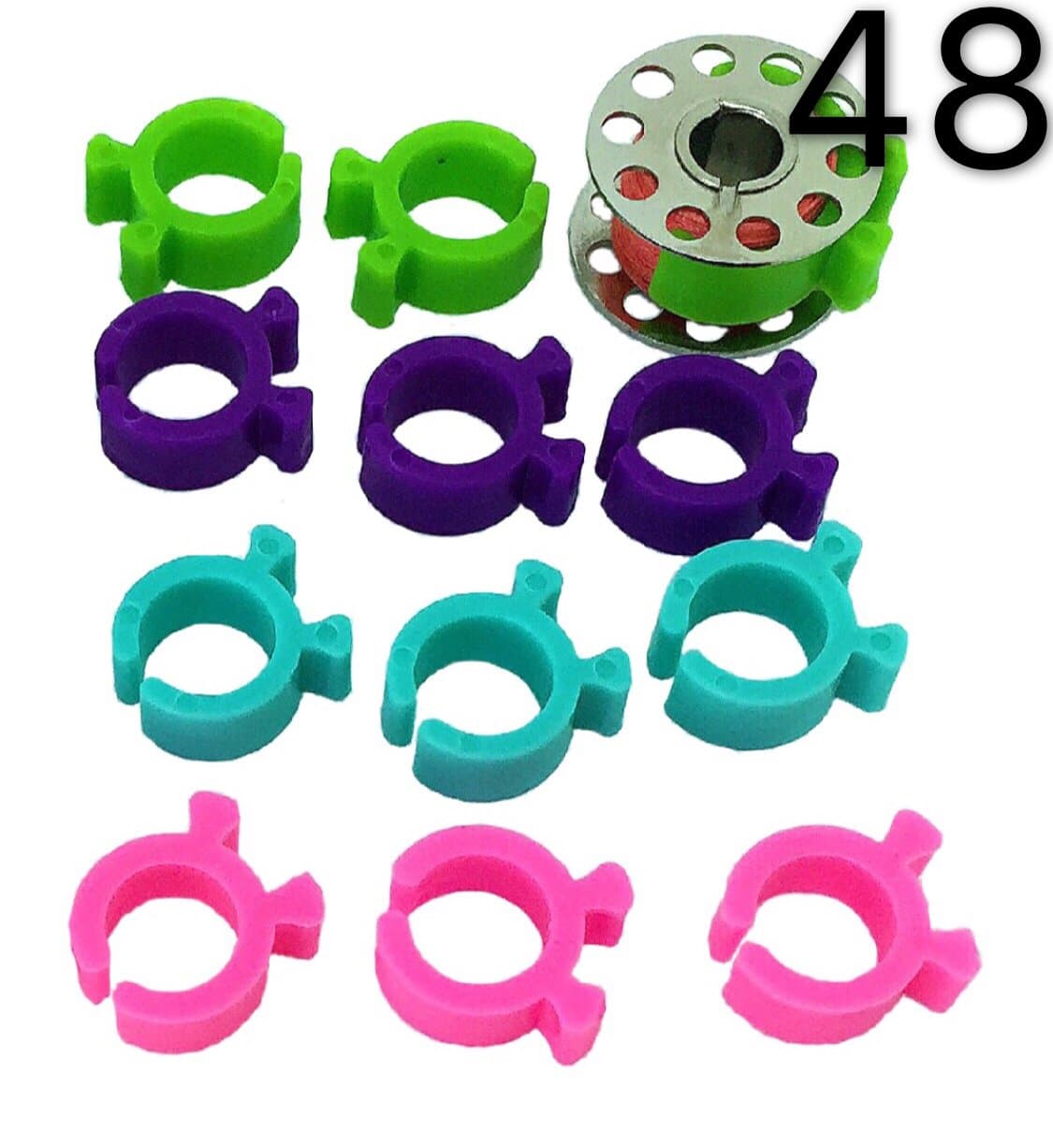 PeavyTailorPeavyTailor 48 Piece Bobbin Holder Set for Sewing Machines - Bobbin Clamps for Organizing Threads and Avoiding Tangles