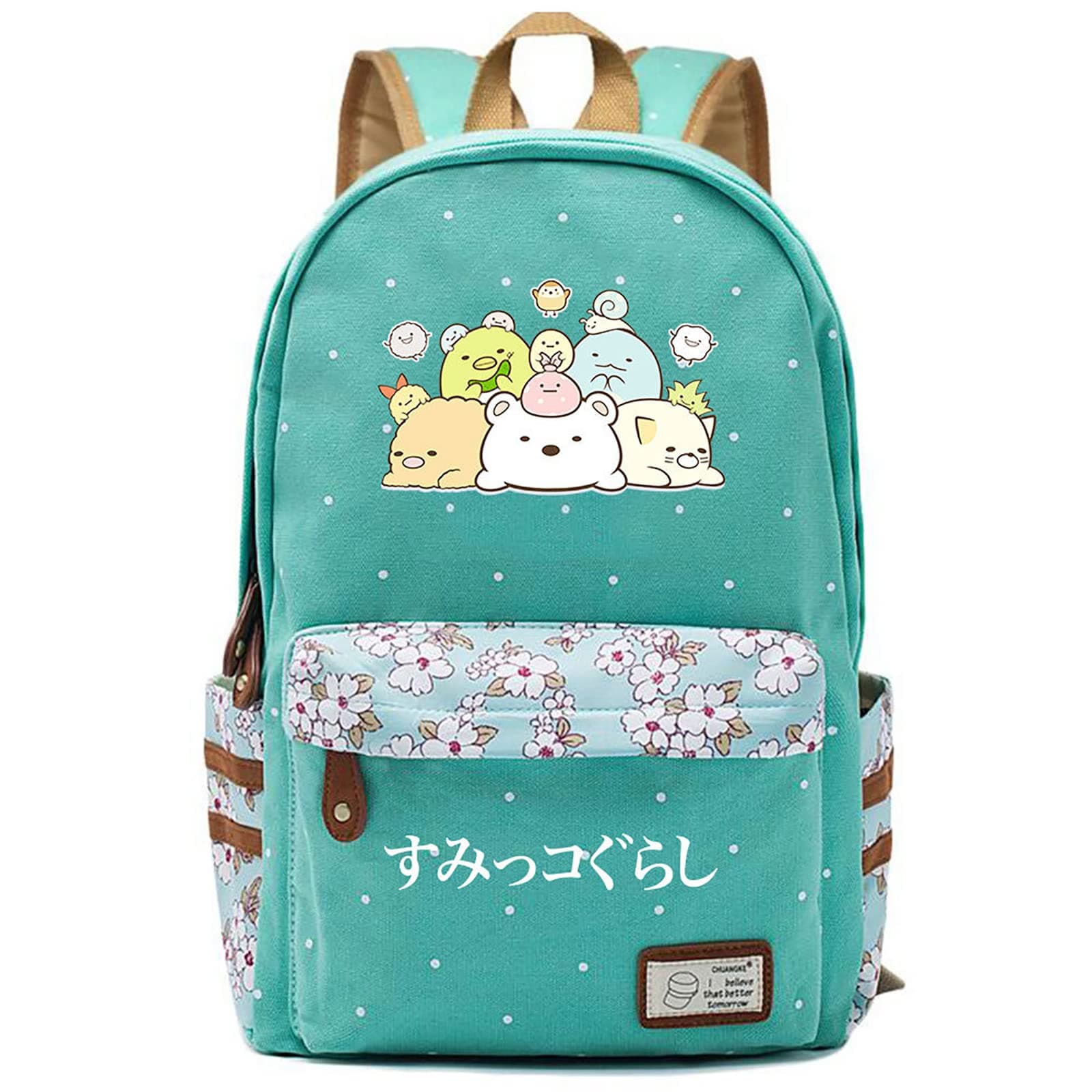 jiminhope Anime Sumikko Gurashi Backpack Shredded Flowers Pattern Sumikkogurashi Backpack Kawaii Daypack Bookbag School Bag Canvas Rucksack