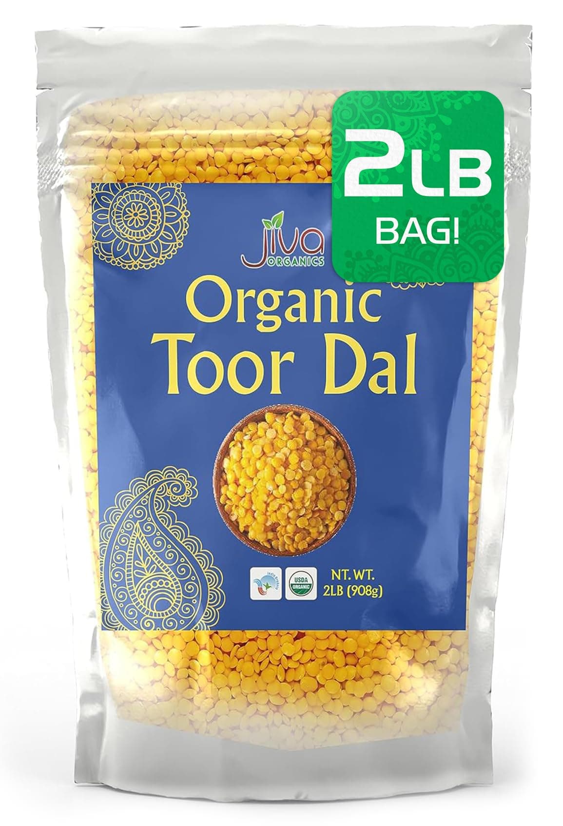 Jiva USDA Organic Toor Dal (Split Pigeon Peas) 2 Pound Bag by Jiva Organics