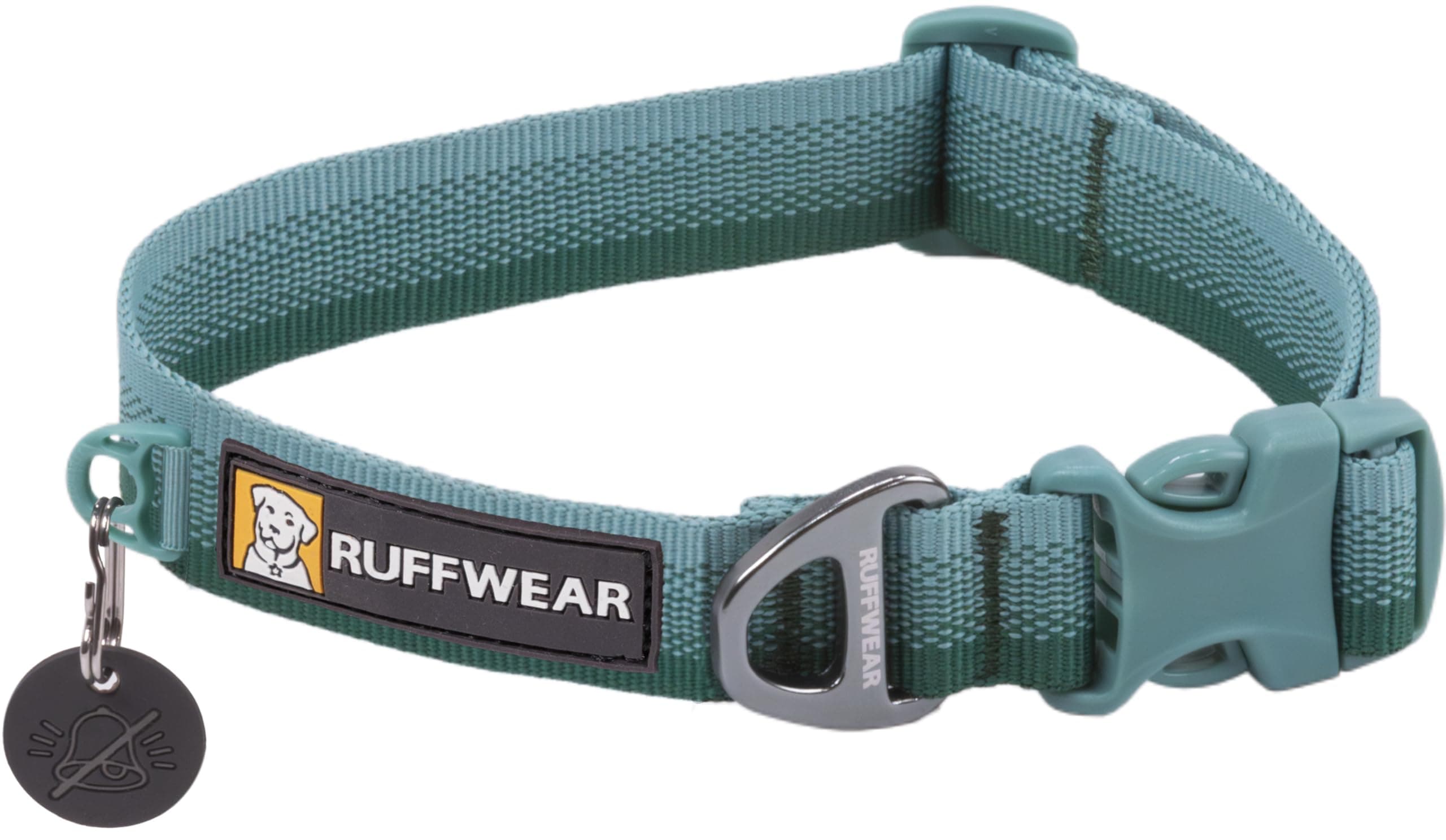 Ruffwear, Front Range Dog Collar, Adjustable Tubelok Webbing, Lightweight, Side Release Buckle, Aluminum V-Ring, Durable for Everyday Use, River Rock Green, 14"-20"