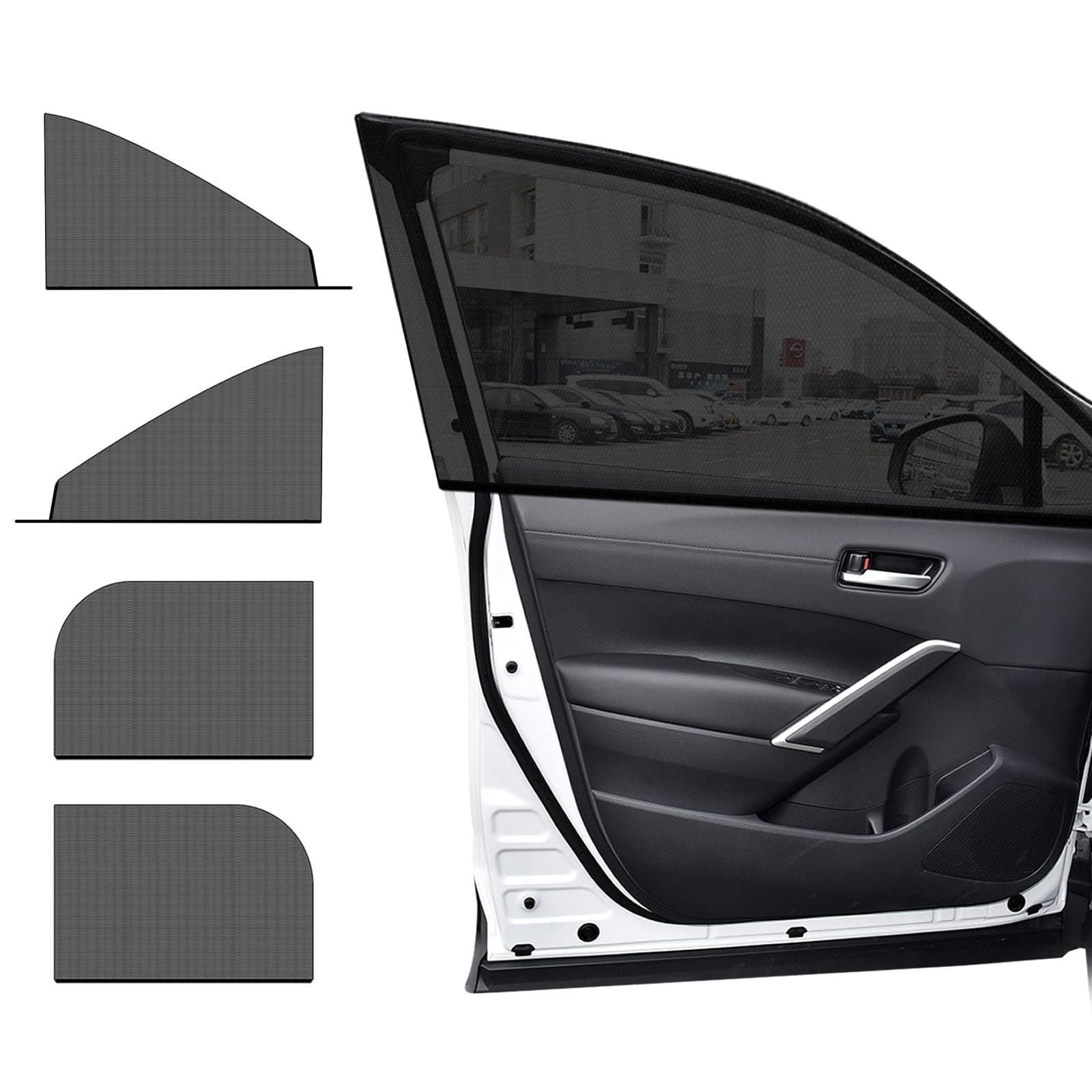 4 PCS Car Window Shades, Auto Front Rear Side Window Sun Shades for Block Heat & UV Protection, Breathable Mesh Baby Window Screen Covers, Universal Car Accessories (Car)