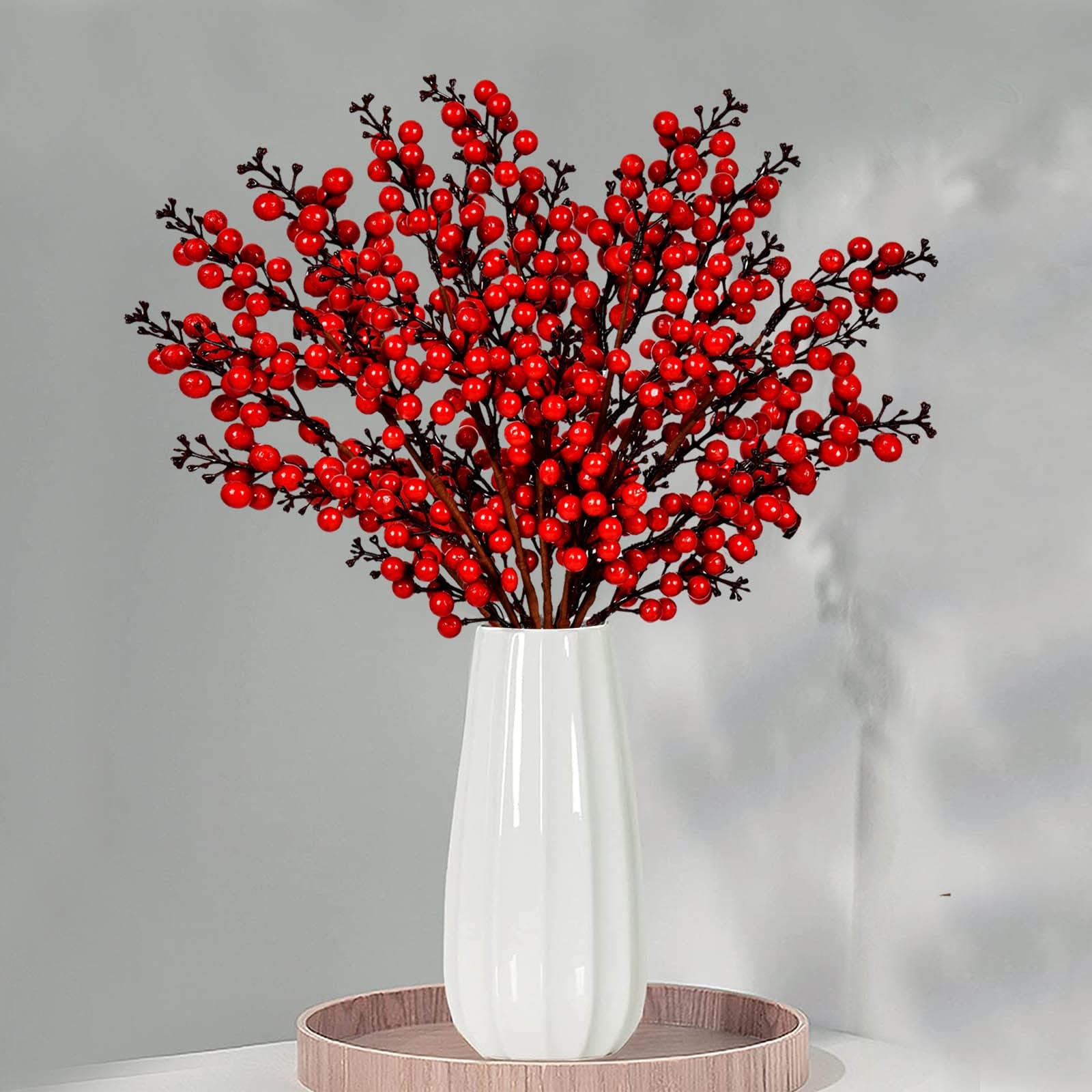 DolicerArtificial Red Berry Stems Branches, 6 Pack 19.7'' Christmas Red Berry Picks Christmas Holly Berry Branches Sprays for Christmas Tree Decoration Floral Arrangements, Winter Holiday Craft Decor