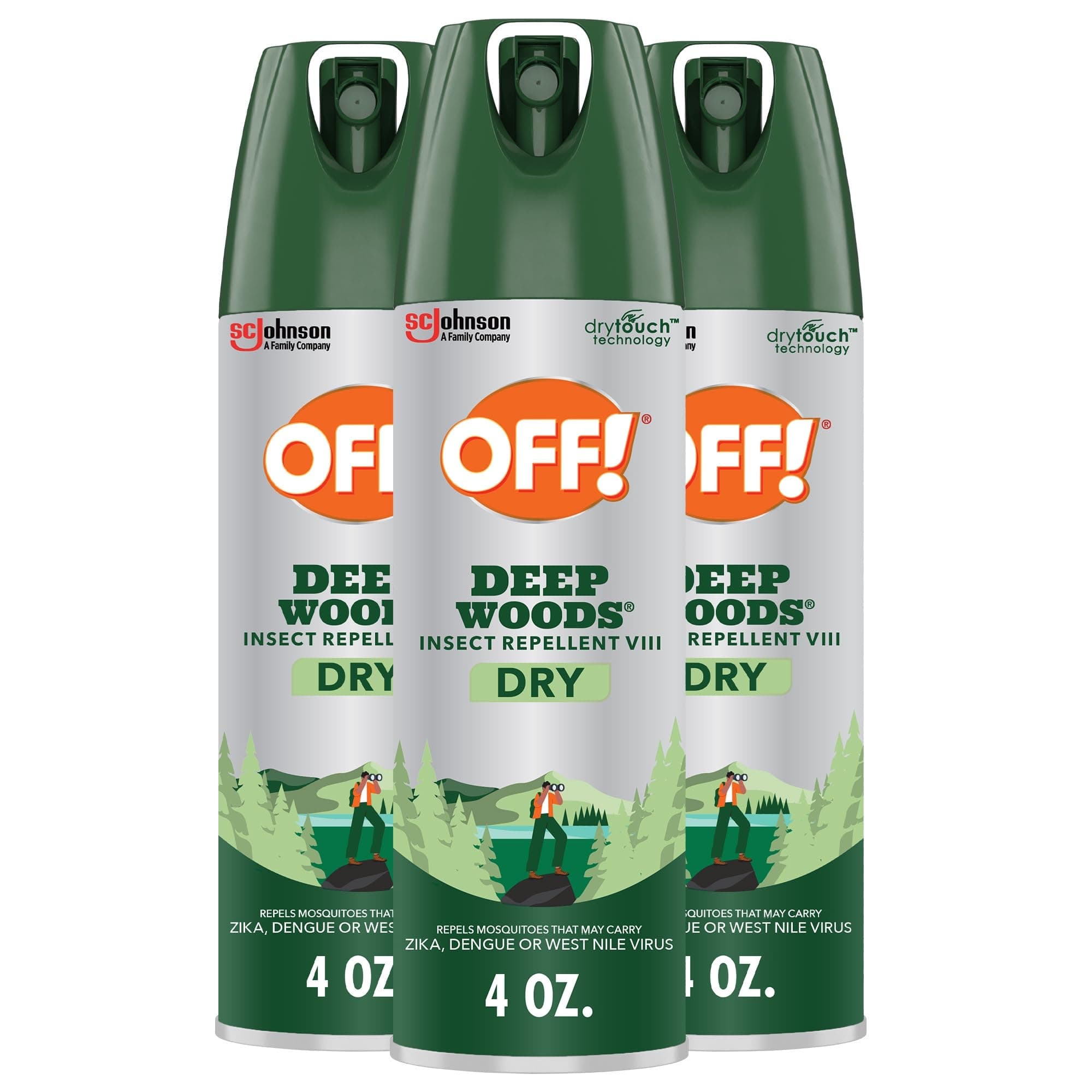 Deep Woods Dry Bug Spray Insect Repellent VIII Long Lasting Outdoor Protection from Mosquitoes and Ticks 4 Ounce (Pack of 3)