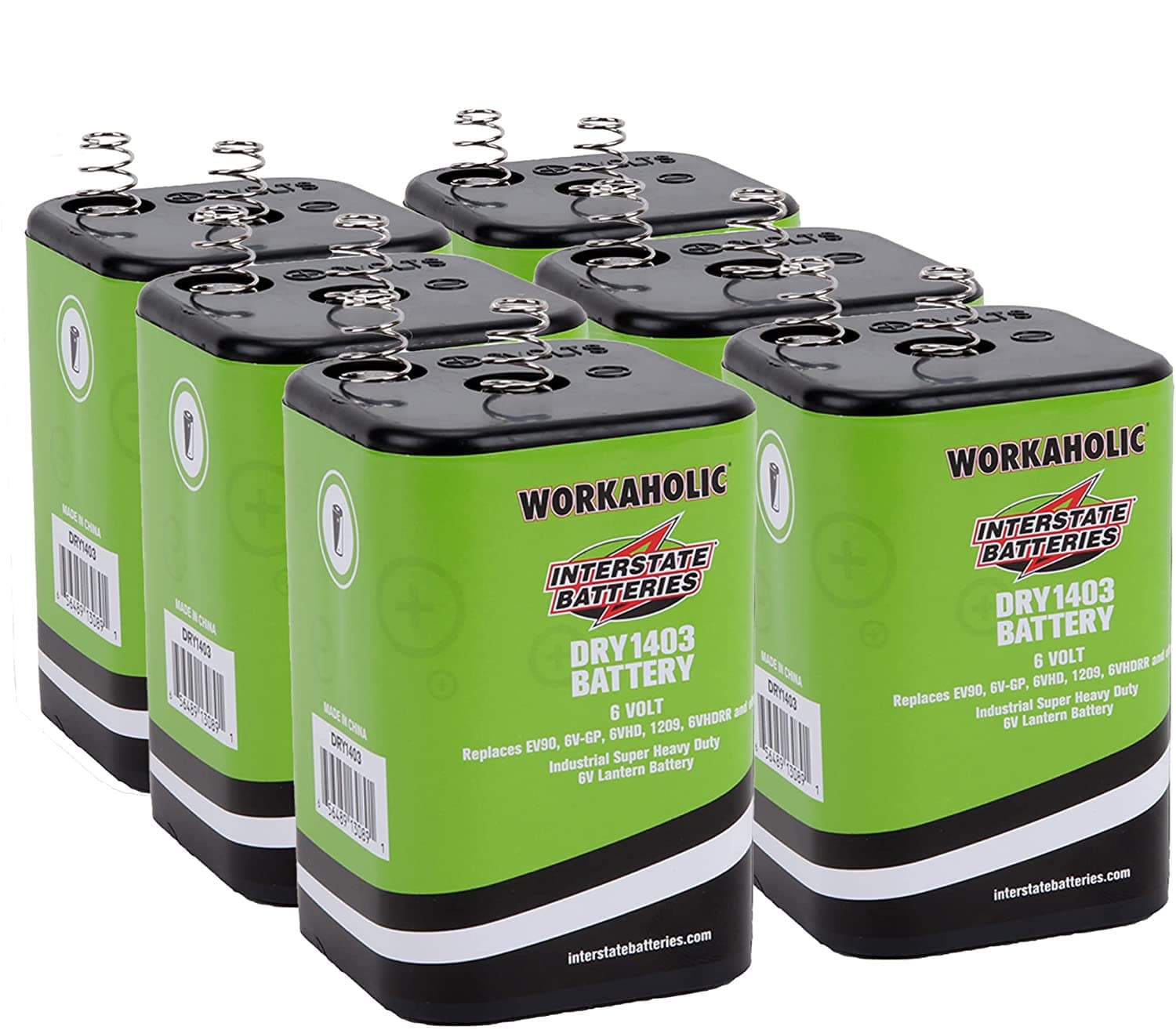 - Interstate Batteries 6V HD Lantern Flashlight Battery (6-Pack) 6 Volt 7000 mAH Square Shape Beam Light (Spring Terminals) Camping, Hiking, Household, Lamps, Outdoors (DRY1403)