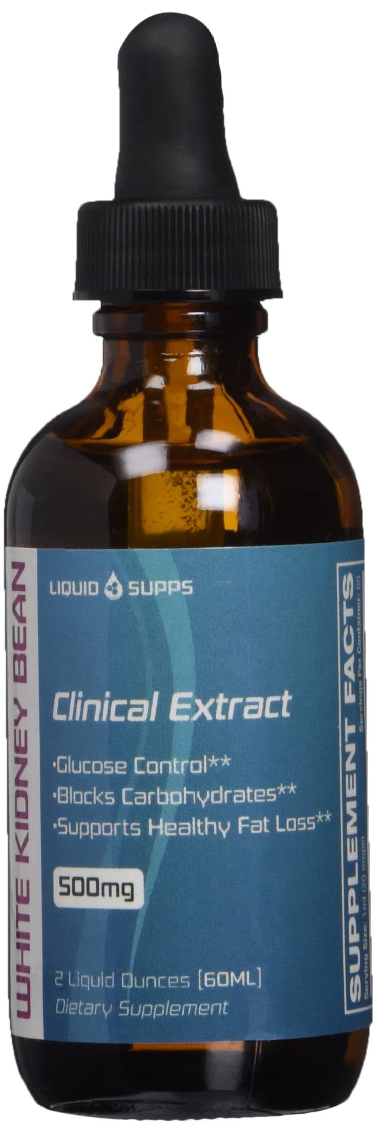 Pure White Kidney Bean Extract Liquid - Fast Absorbtion Carb Blocker 500mg, 2oz Bottle, Mint Flavor