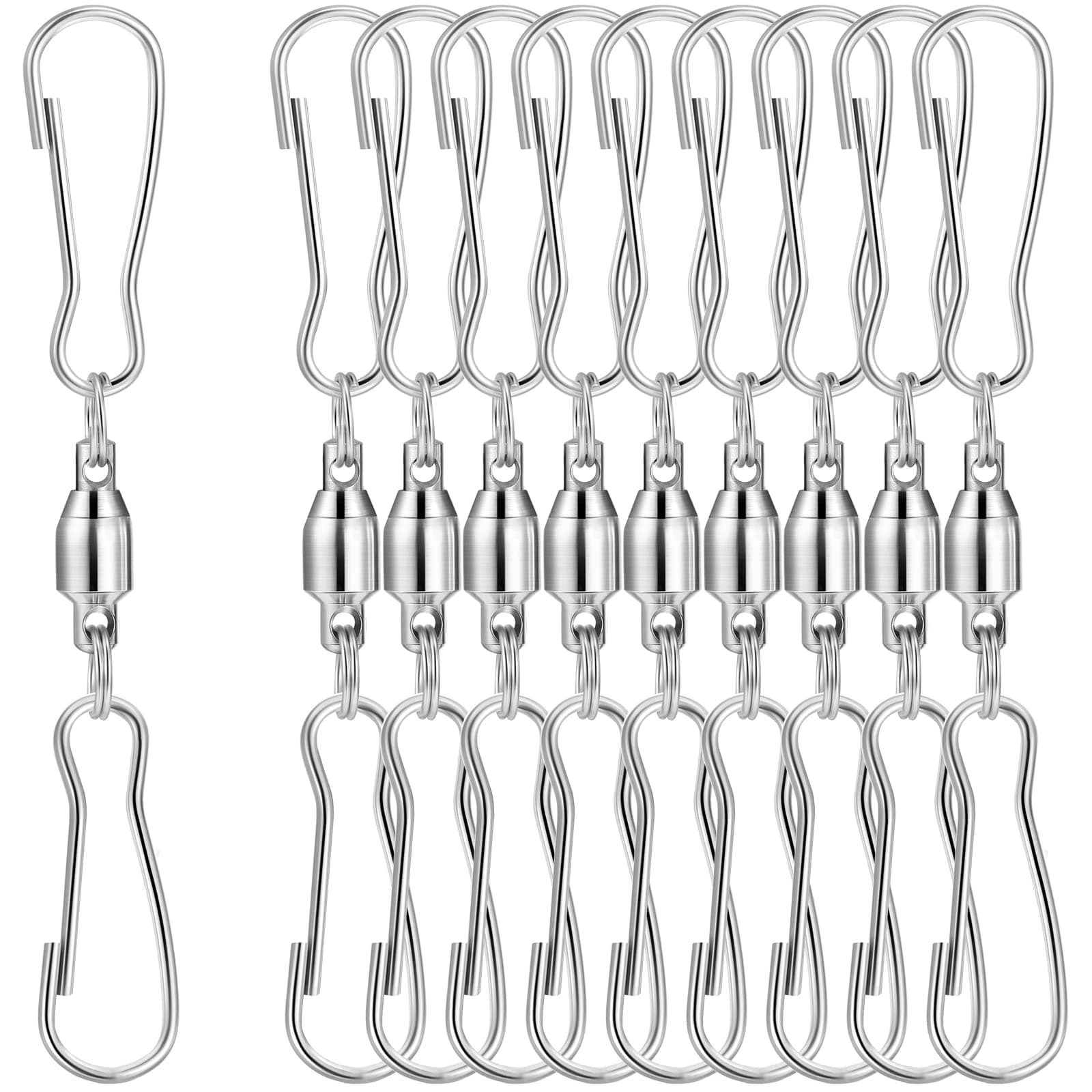 TecUnite 10 Pack Swivel Hooks Clips Smooth Spinning Dual Clip for Halloween Christmas Hanging Windsock Wind Spinners Wind Chimes Crystal Twisters Party Supply