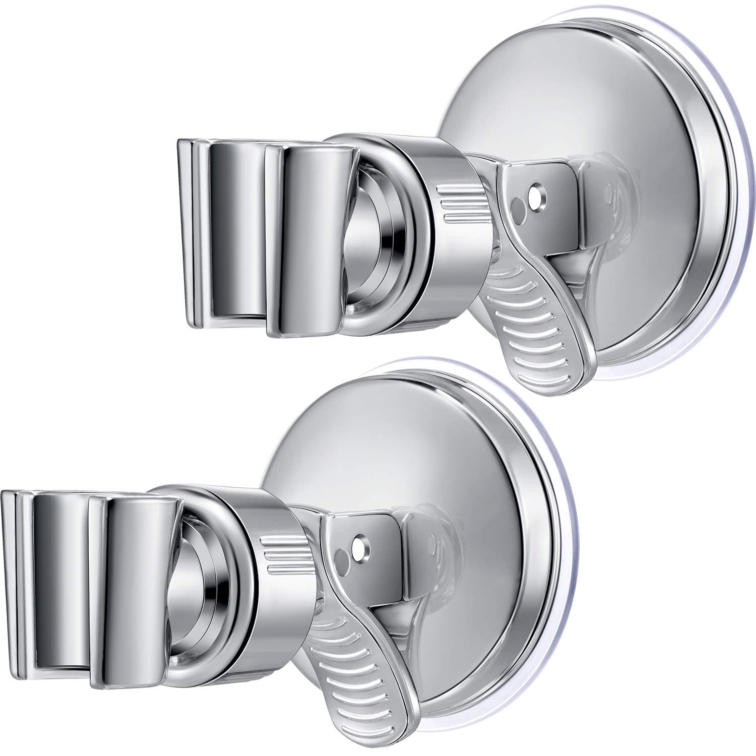 Zhehao 2 Pack Adjustable Shower Head Holder Bathroom Suction Cup Handheld Shower Head Holder Mounting Bracket Plastic ABS with Chrome Polished for Marble Glass Metal Ceramic Silver