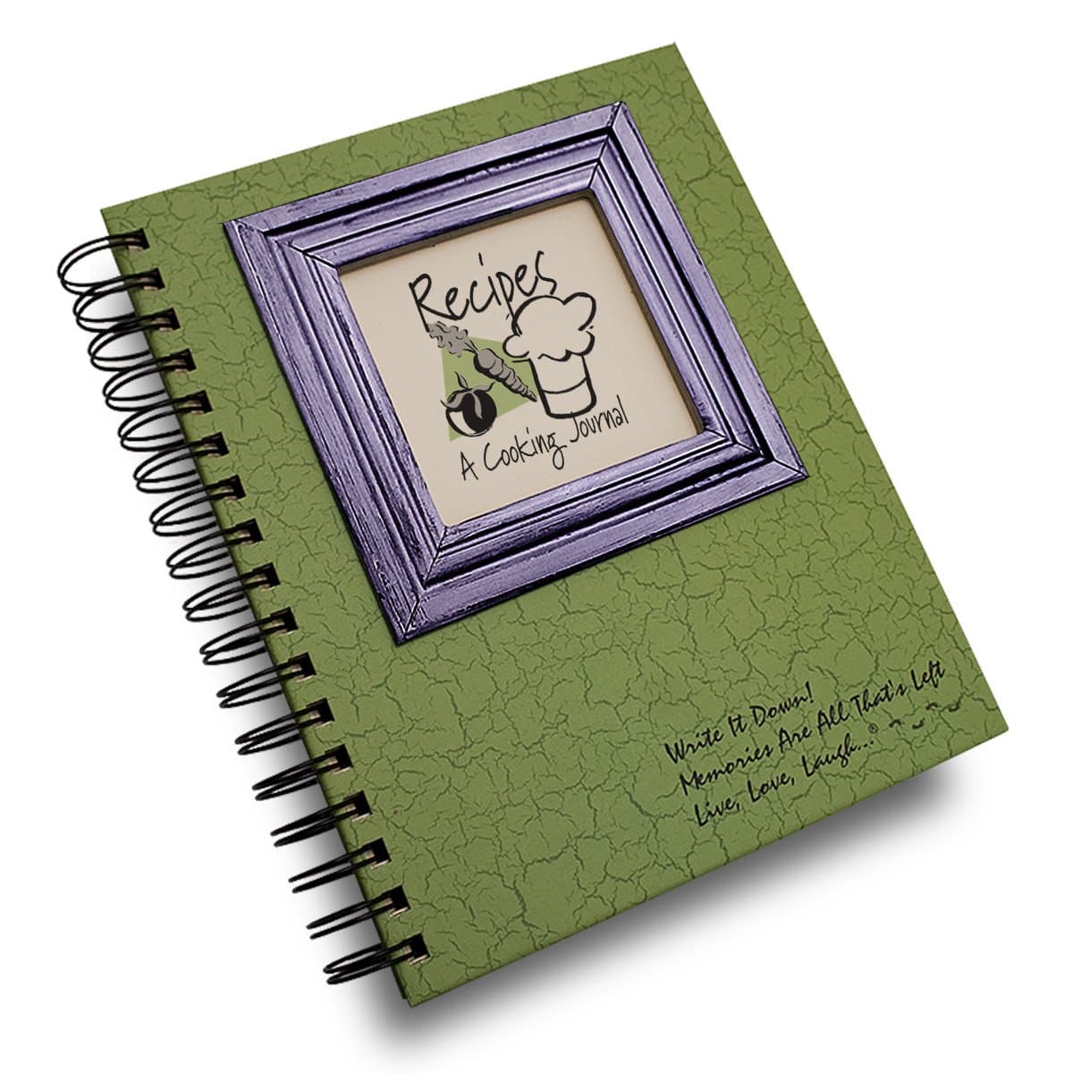 Write it Down series by Journals Unlimited, Guided Journal, Recipes, A Cooking Journal, Full-size 7.5"x 9", Avocado Green Hard Cover, Made in USA