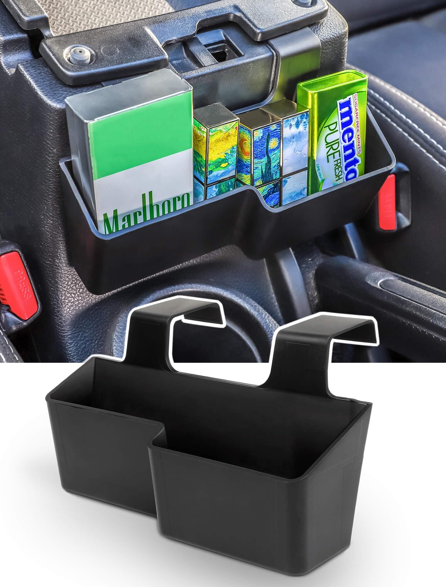 Savadicar JK Center Console Hanging Storage Box, Armrest Organizer Tray for 2011-2018 Jeep Wrangler JK JKU 2/4 Door, Interior Accessories, Patented Design, Black, 1 PCs