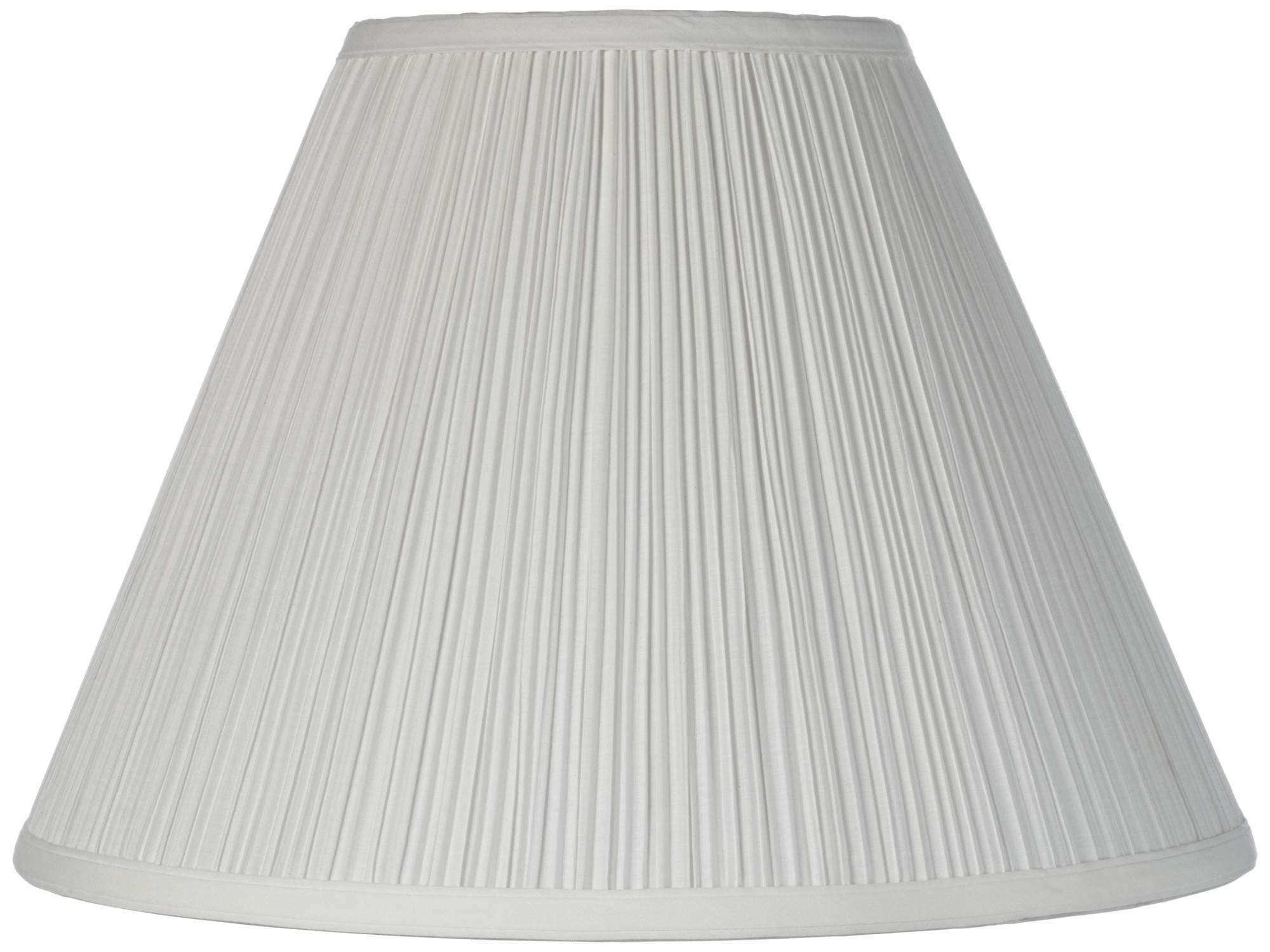 6 1/2" Top x 15" Bottom x 10 1/2" High x 11" Slant Lamp Shade (Pre-Assembled) Replacement Large White Empire Mushroom Round Traditional Linen Pleated Spider Harp Finial - Springcrest