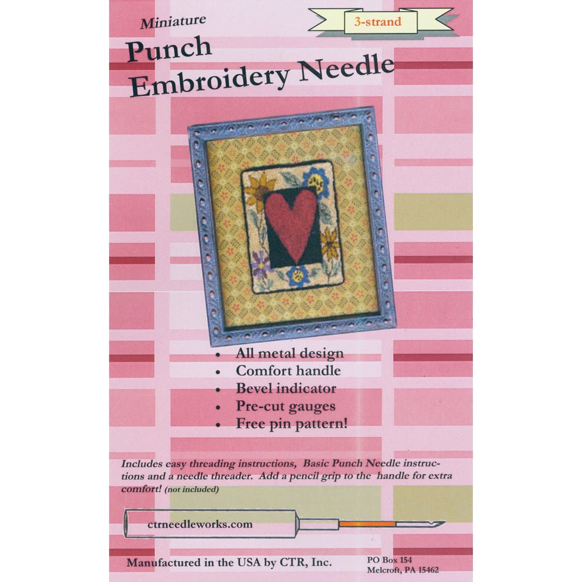 CTR Needleworks Miniature Punch Embroidery Needle-Red 3-Strand