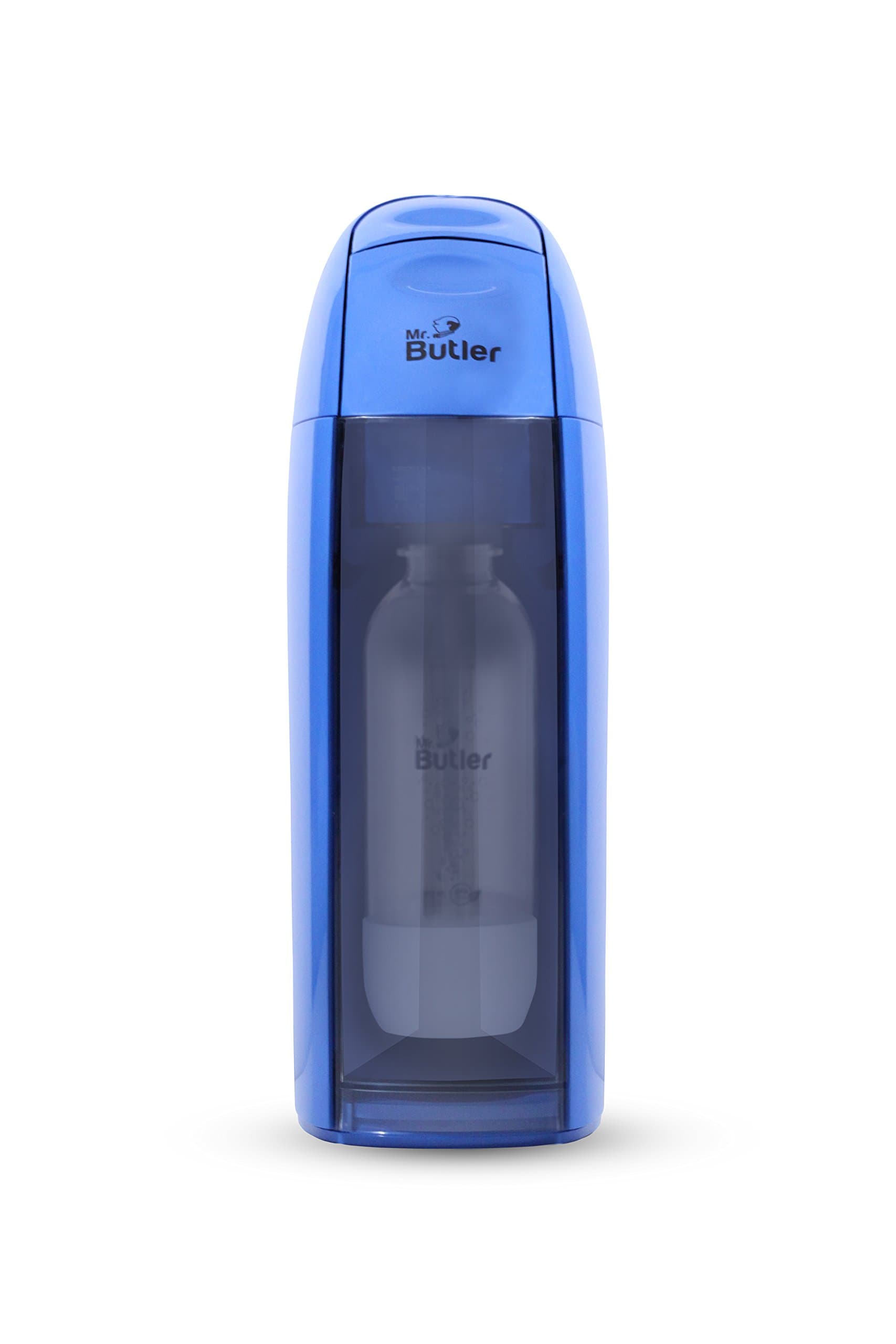 Mr. Butler Italia Soda Maker- Blue, Single Cylinder Pack, Create Sparkling Water In Home Kitchen, Compact, Space Saving Design, Soda Beverage Carbonator