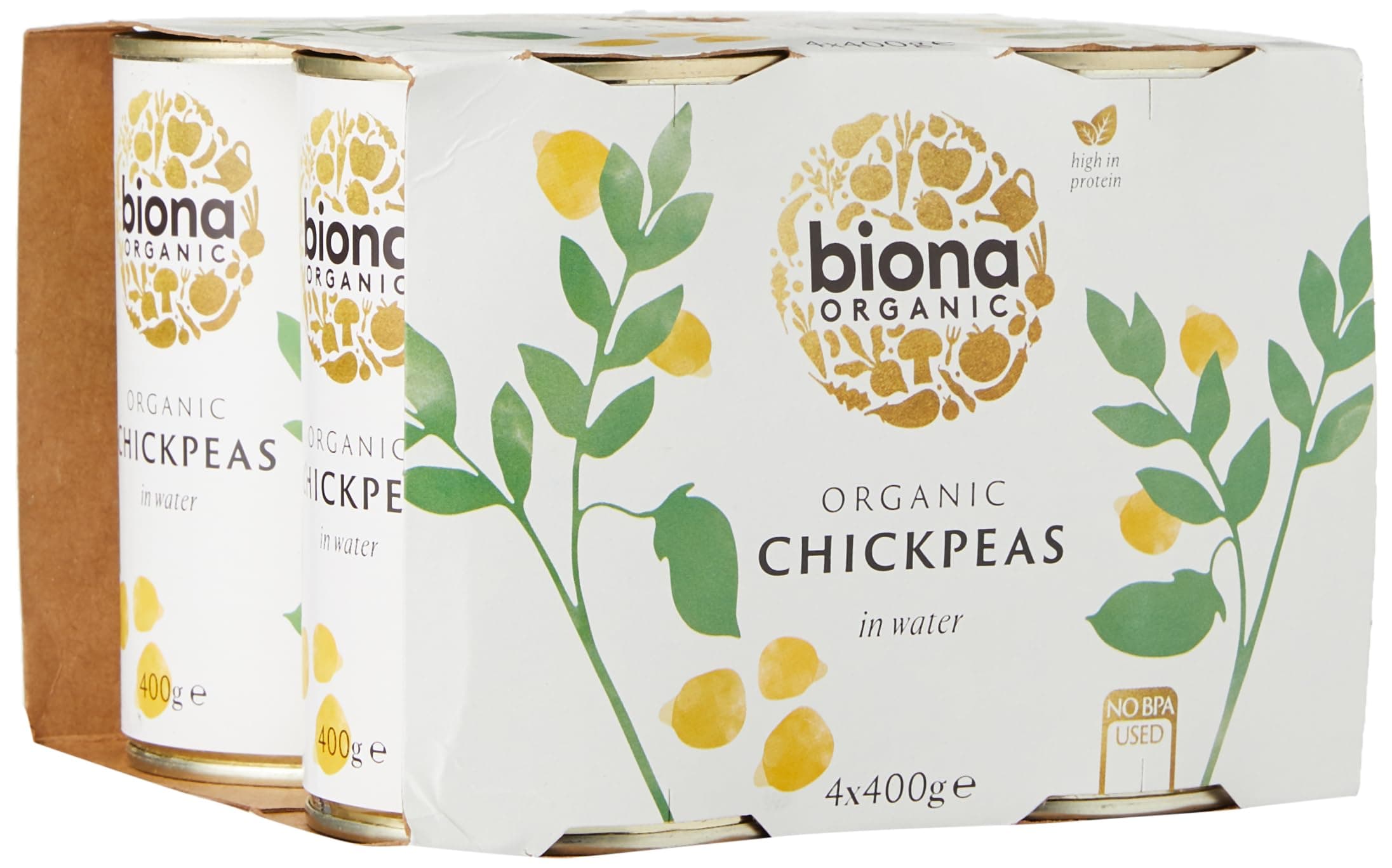 Biona Organic Chick Peas, 4 x 400 g