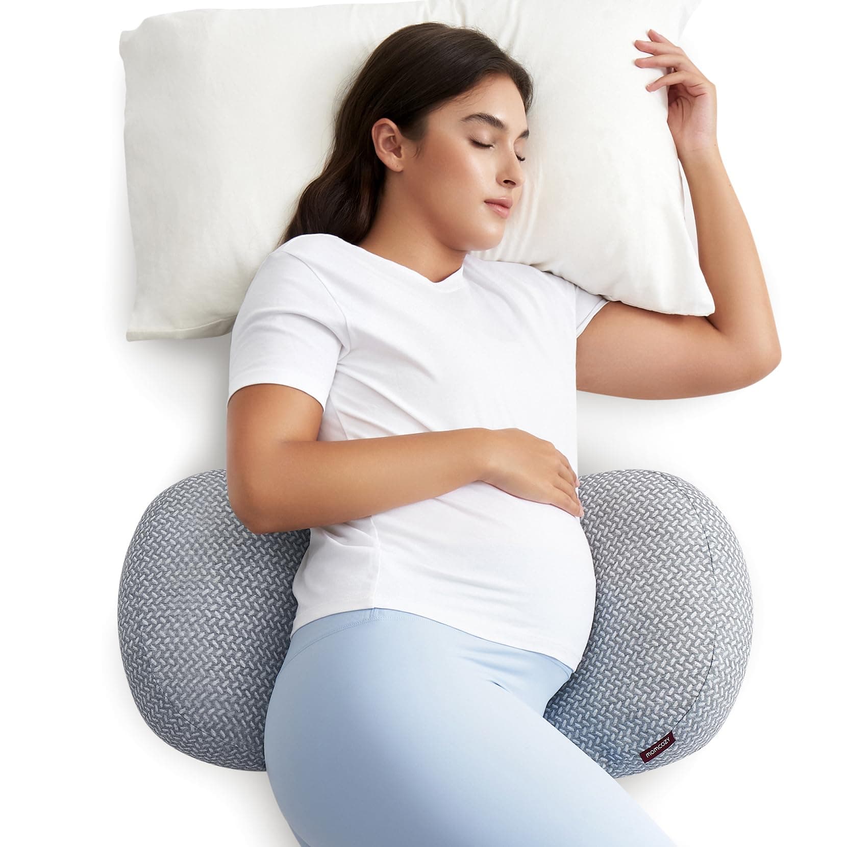 Memory Foam Portable Pregnancy Pillow – W Shaped Maternity Great Support for Side Sleepers, Adjustable Travel Wedge Pillow for Back, Belly, and Hip Relief, Ideal for Pregnant Women, Grey