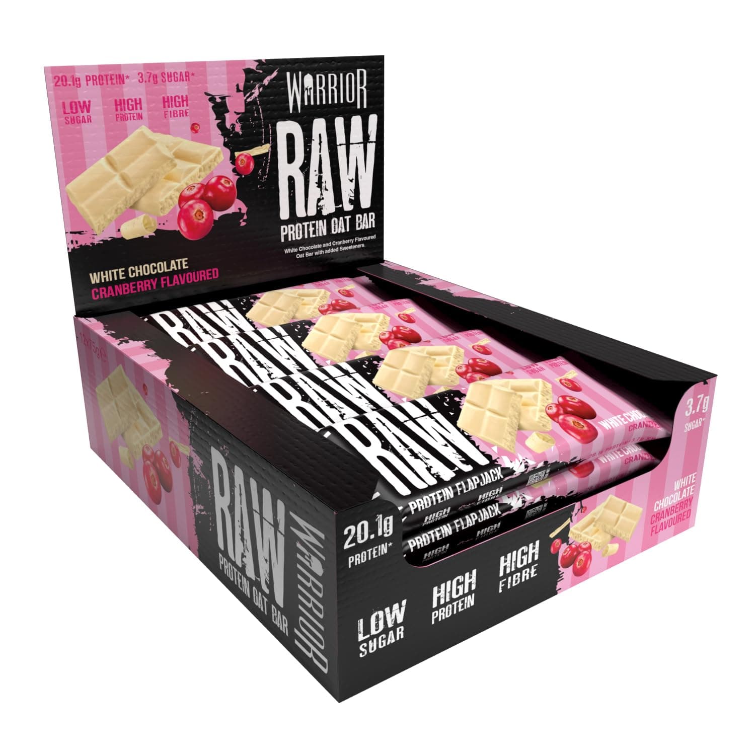 Raw Protein Flapjack, White Chocolate Cranberry - 12 Bars