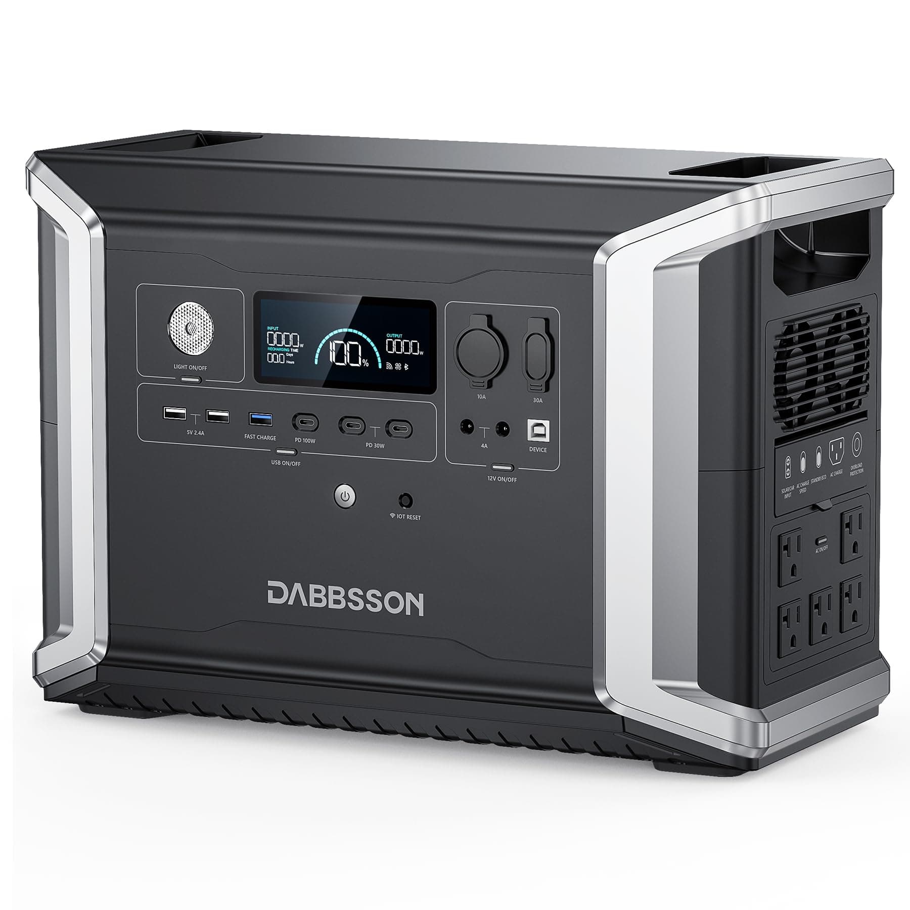 DabbssonPortable Power Station DBS2300, 2330Wh EV Semi-solid State LiFePO4 Home Battery Backup, Max 8330Wh, 5×2200W AC Outlets, Solar Generator for Camping, Home Backup, Emergency, RV