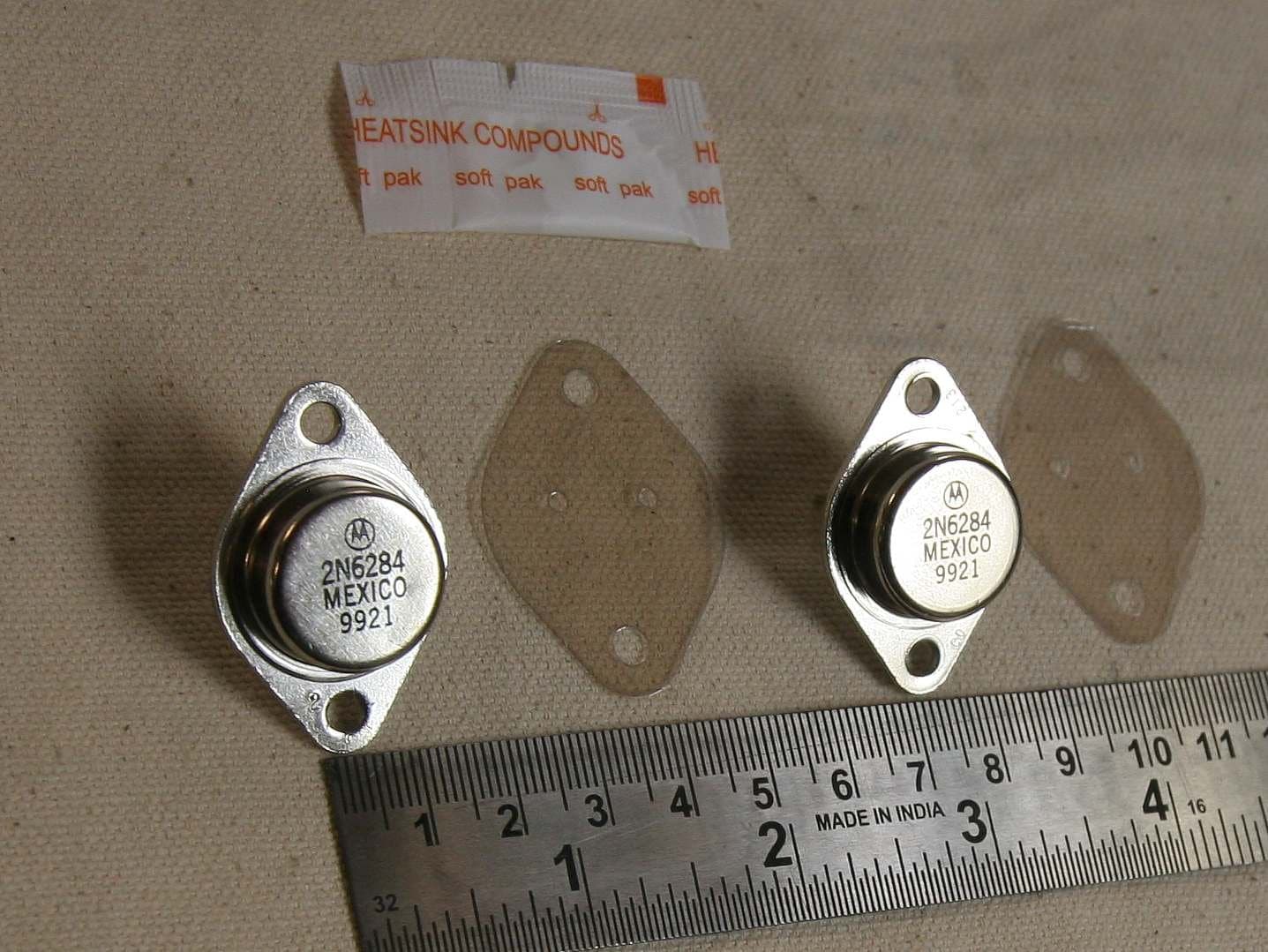 Darlington 2N6284 transistors, insulators & grease compound, qty. 2 for 1 price