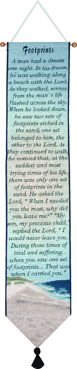 Manual Woodworkers & Weavers Tapestry Bell Pull, Footprints in The Sand