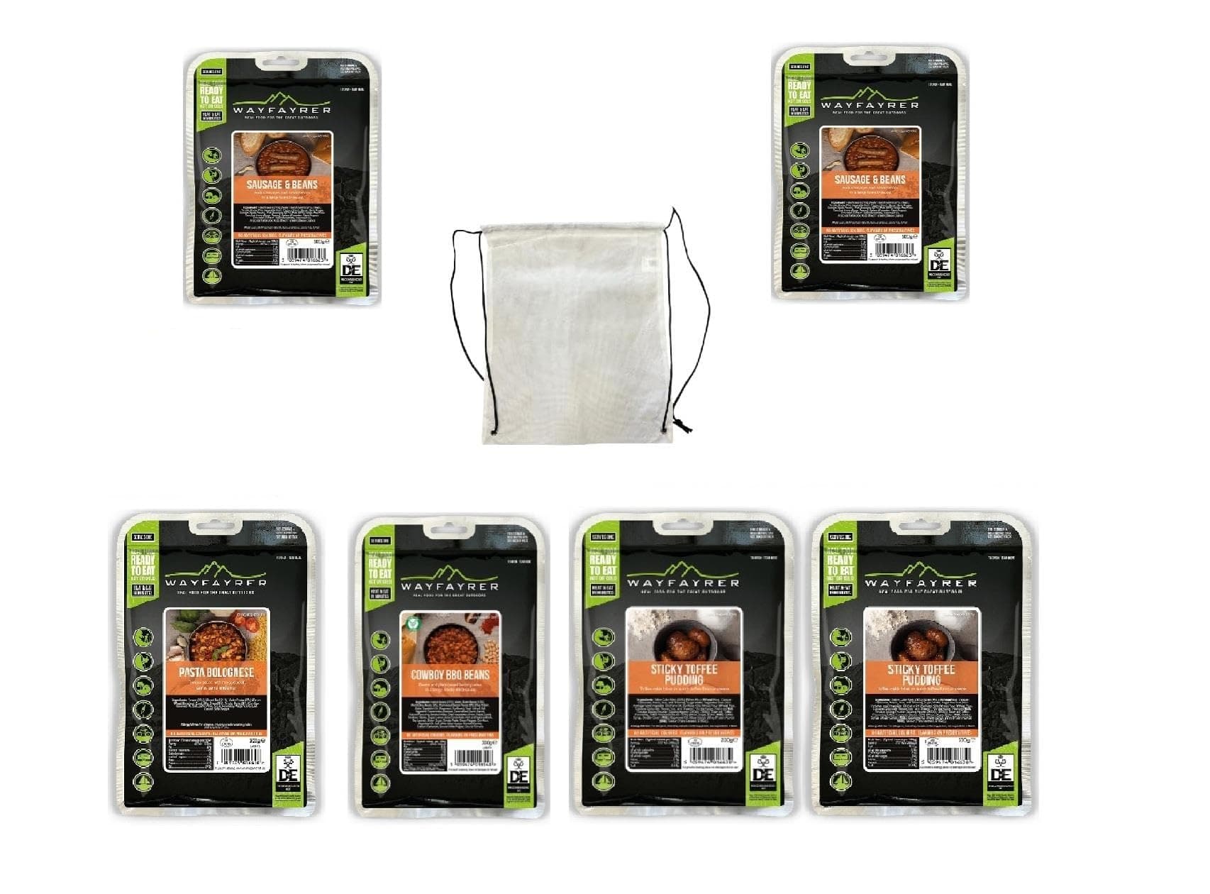 Wayfayrer DofE Silver 2 Day Camping Food Expedition Pack with drawstring bag – 6 MRE Boil in Bag Camping Meals Official Food Pouches of the D of E Award Scheme