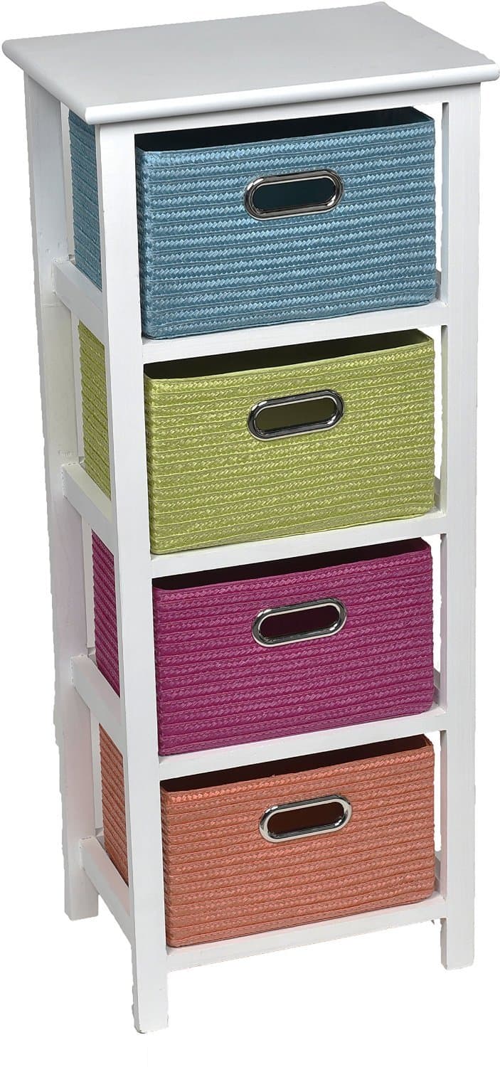 Bathroom Shelf with 4 straw storage square baskets, Medium Density Fiberboard (MDF), Ref:9844-109