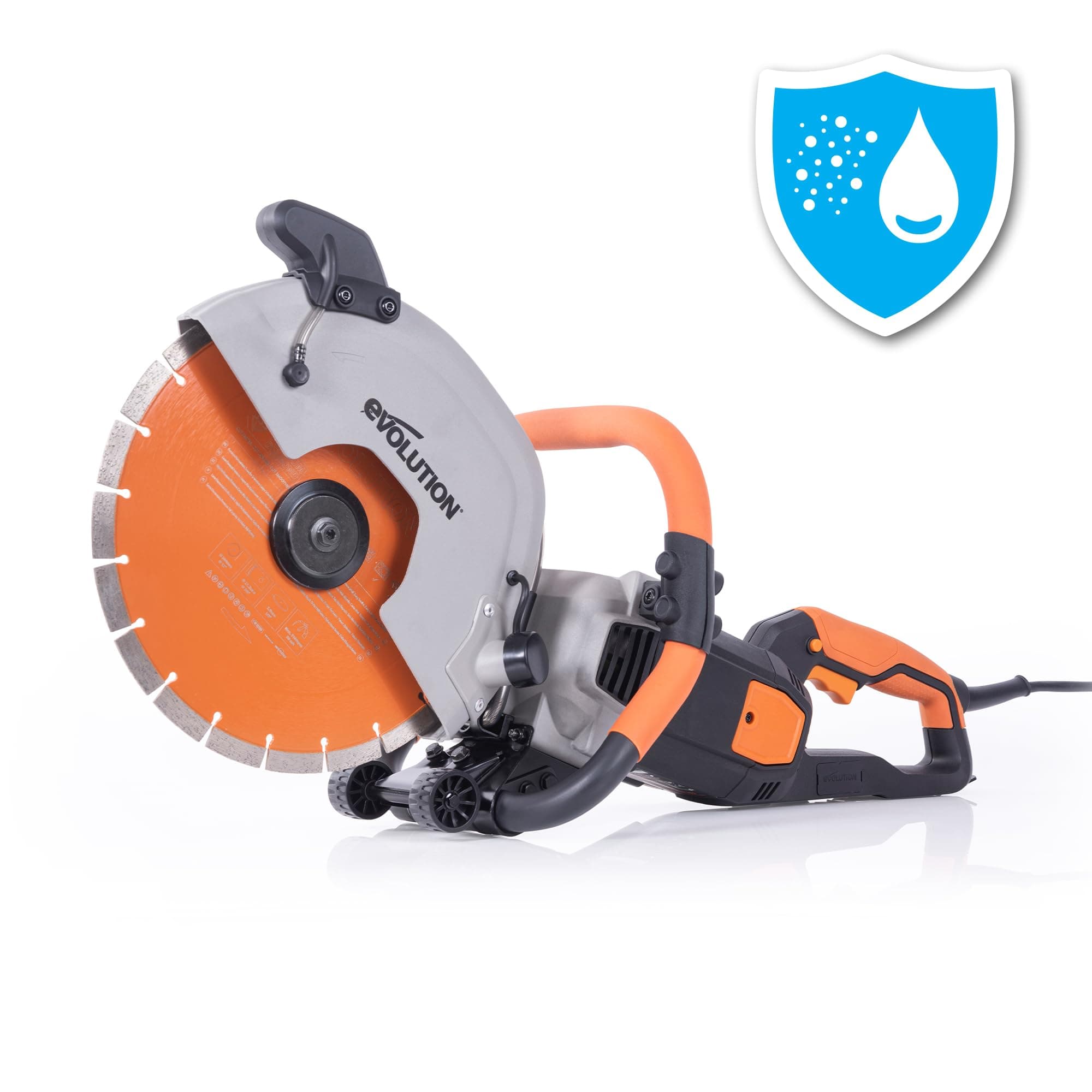 Evolution R12DCT 12 Inch Concrete Saw with Water Fed Dust Suppression (Aka Angle Grinder, Cut Off Saw, Masonry) Electric, No Gas, 4-1/2" Cut - Incl Premium Diamond Blade (Formerly R300DCT+)