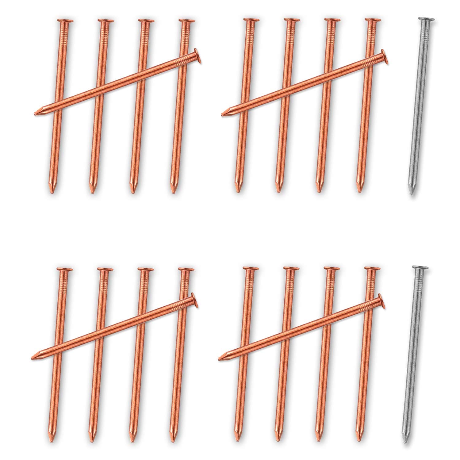 3.5 Inch Copper Nails for Killing Trees, 20 Pieces 3.5 Inch Solid Copper Nail Spikes with 2 Pieces 3.5 Inch Large Steel Nail Spikes for Killing Tree, Removing Stumps & Roots