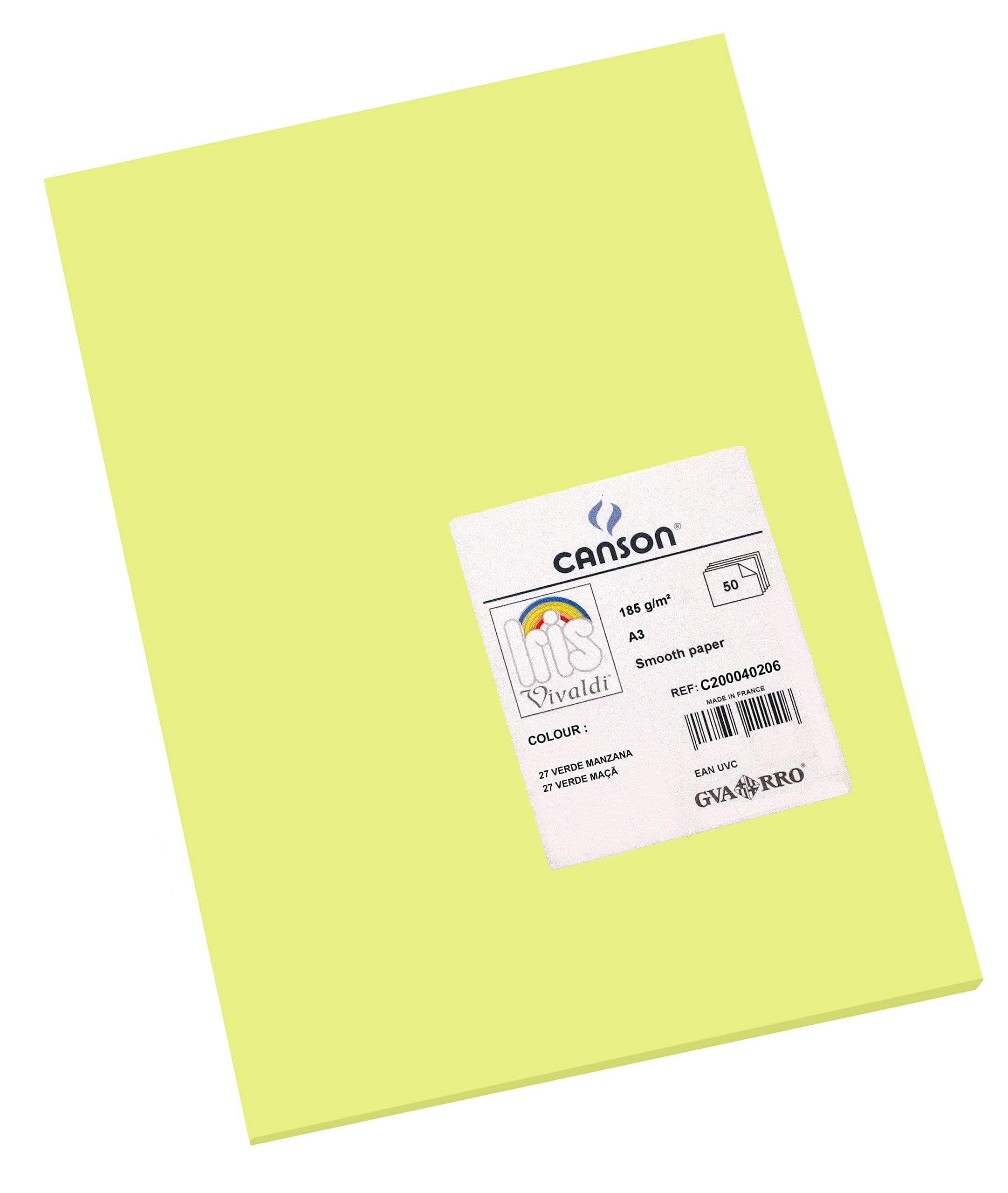 Canson Iris Vivaldi A4 240 GSM Smooth Colour Paper - Straw Yellow (Pack of 50 Sheets)