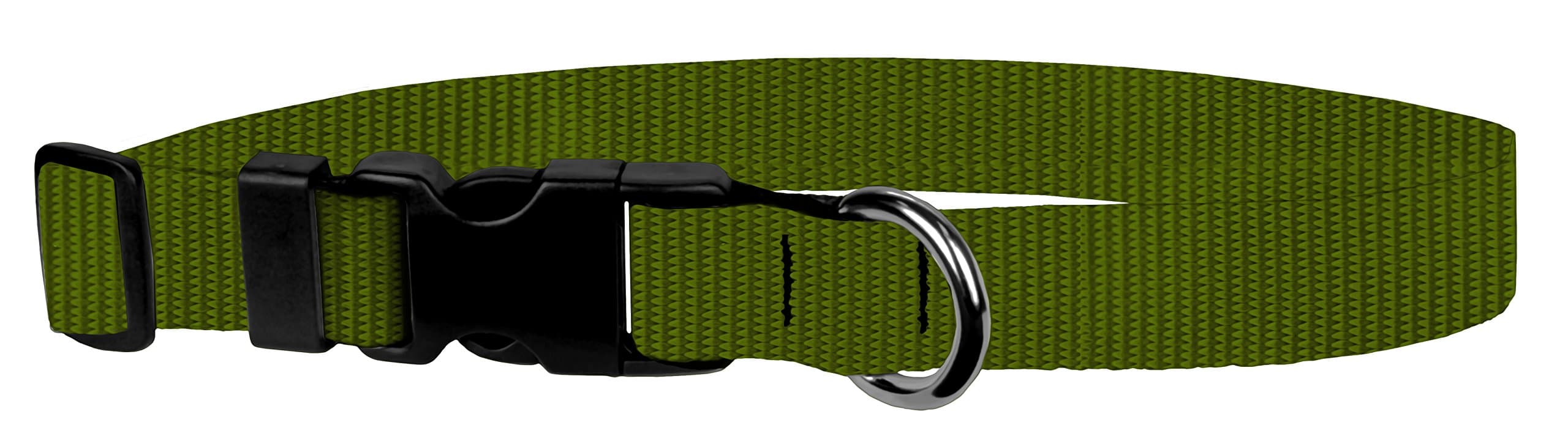Moose Pet Wear Dog Collar - Colored Adjustable Pet Collars, Made in the USA - 1 Inch Wide, Extra Large, Olive Drab