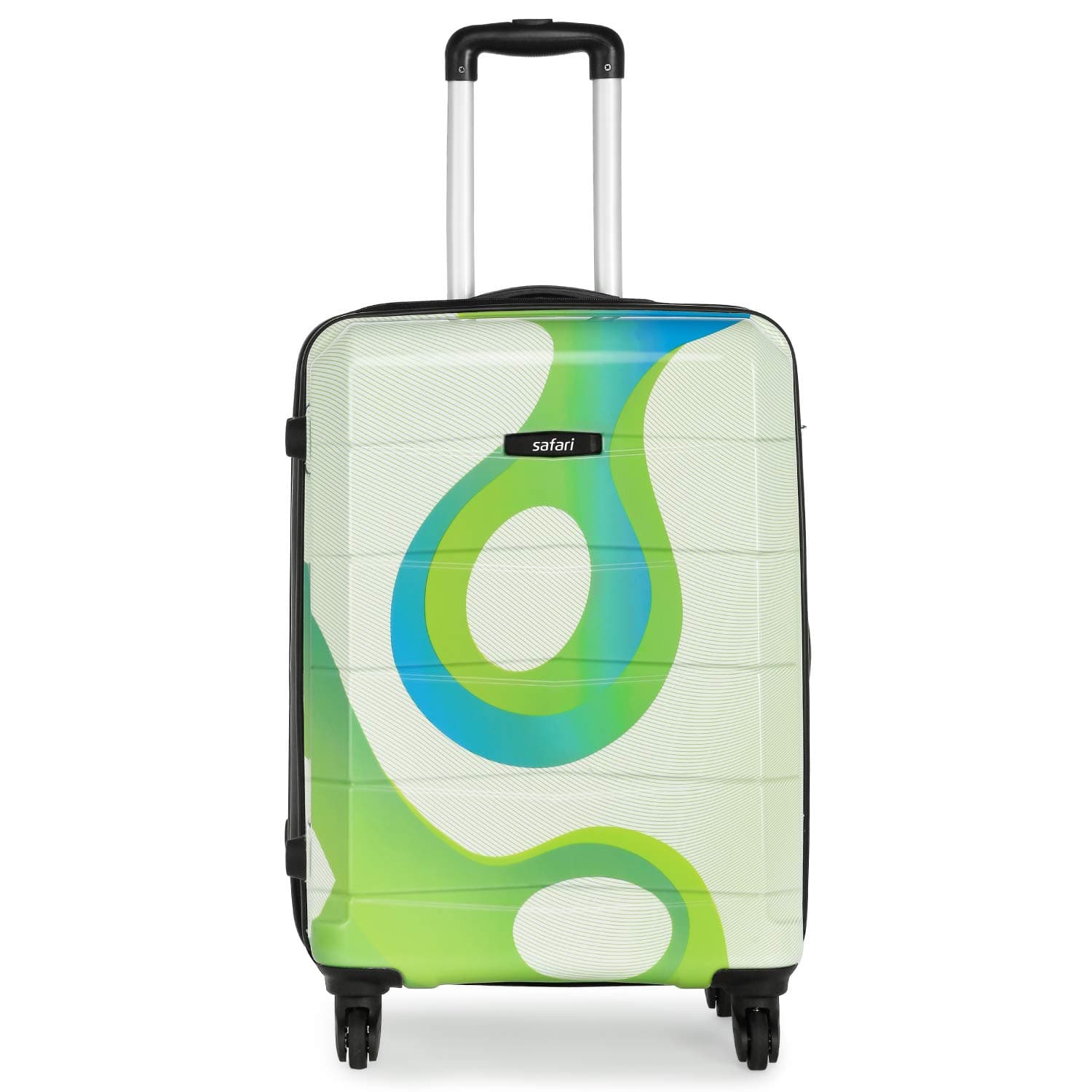 SafariTiffany 77 Cms Large Check-in Trolley Bag Hard Case Polycarbonate 4 Wheels 360 Degree Wheeling System Luggage, Trolley Bags for Travel, Suitcase for Travel, Multicolour, Green/Blue/White/Black,