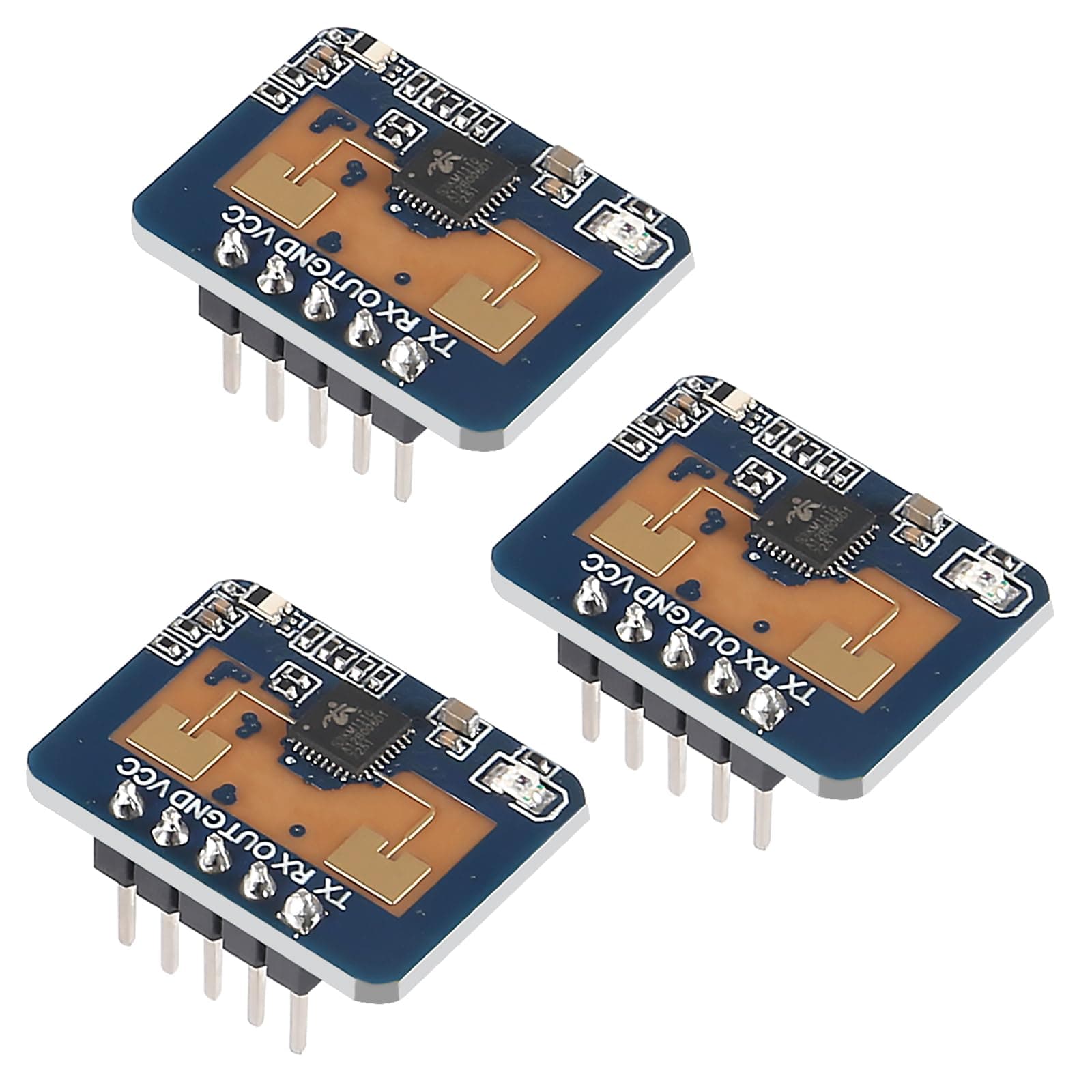 3x LD2410C Human Presence Radar Sensor Module, 24GHz ISM Band, 6m Sensing Distance, Non-Contact, Serial Port IO Level Output, Proximity Detection