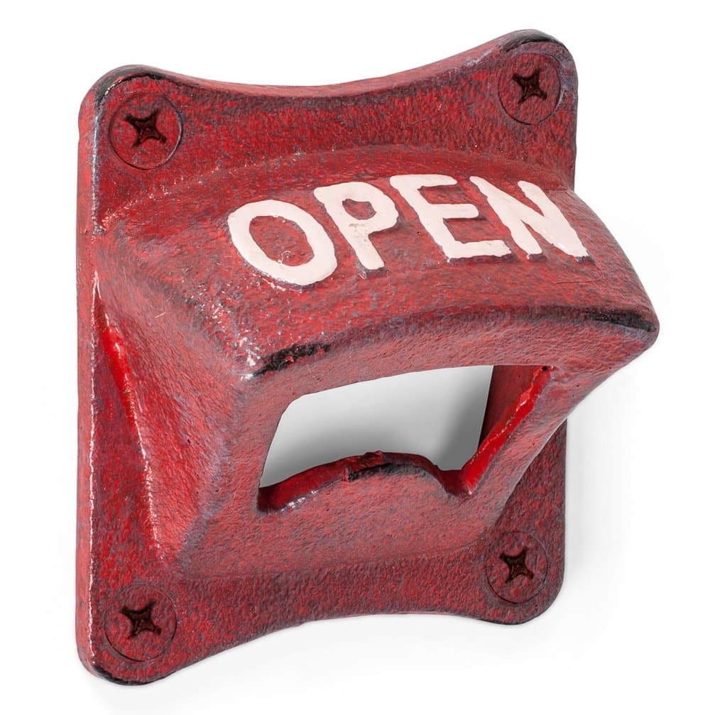 Abbott Collection Antique Red Square Open Wall Opener - Cast Iron (2.5" SQ)