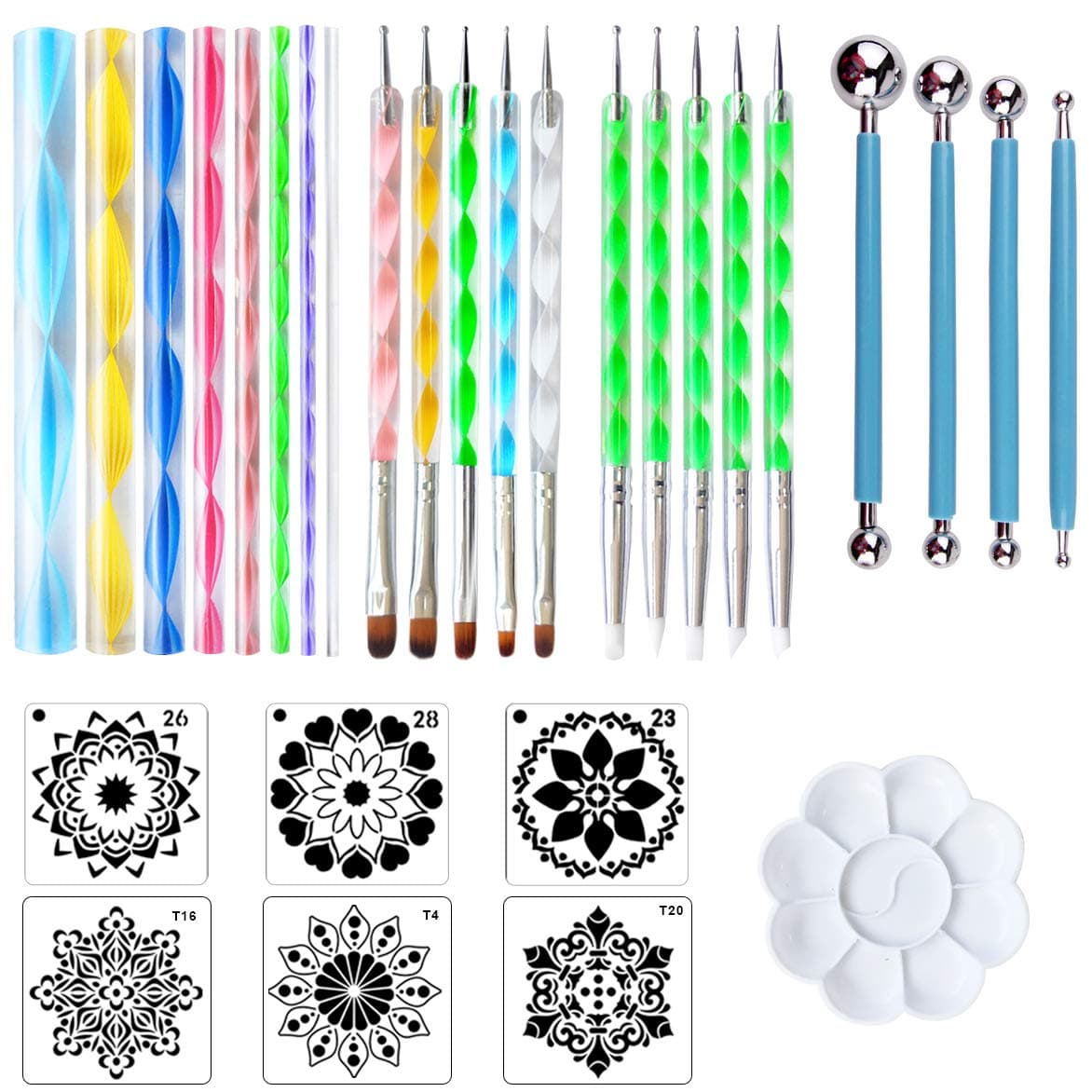 35 PCS Mandala Dotting Kit Mandala Dotting Tools and Stencils for Painting Rocks, Nail Dotting and Art Drawing Supplies