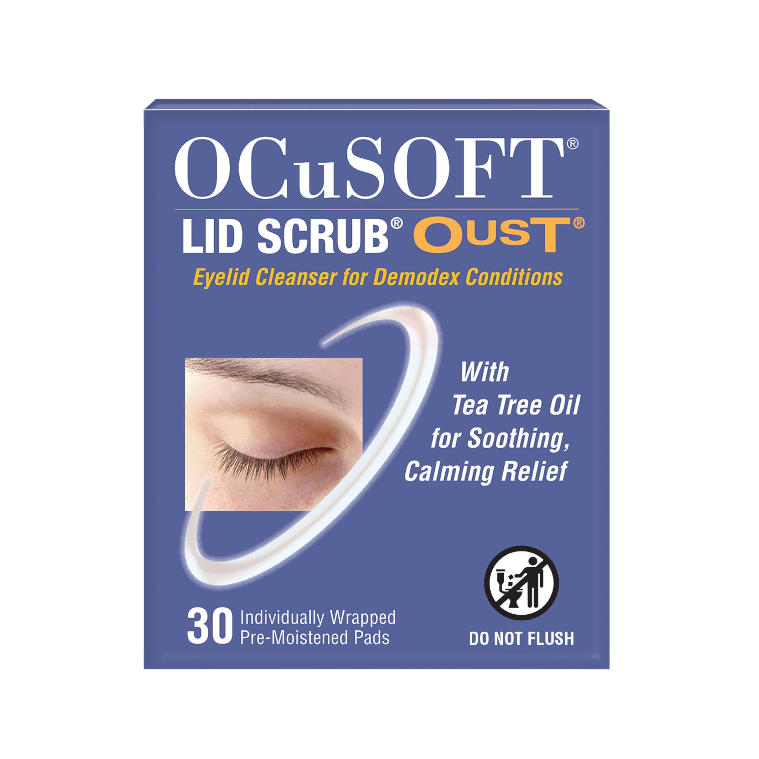 Lid Scrub Oust Eyelid Cleanser, Pre-Moistened Pads, 30 ct