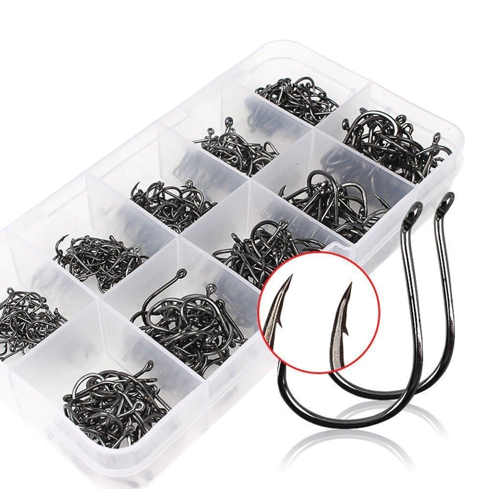 Smartonly 500pcs Fish Hooks 10 Multiple Sizes Different Sizes Fish Hooks Fishhooks Sharpened Sharp Fishing Fish Hook Tackle Lure Bait Set Kit
