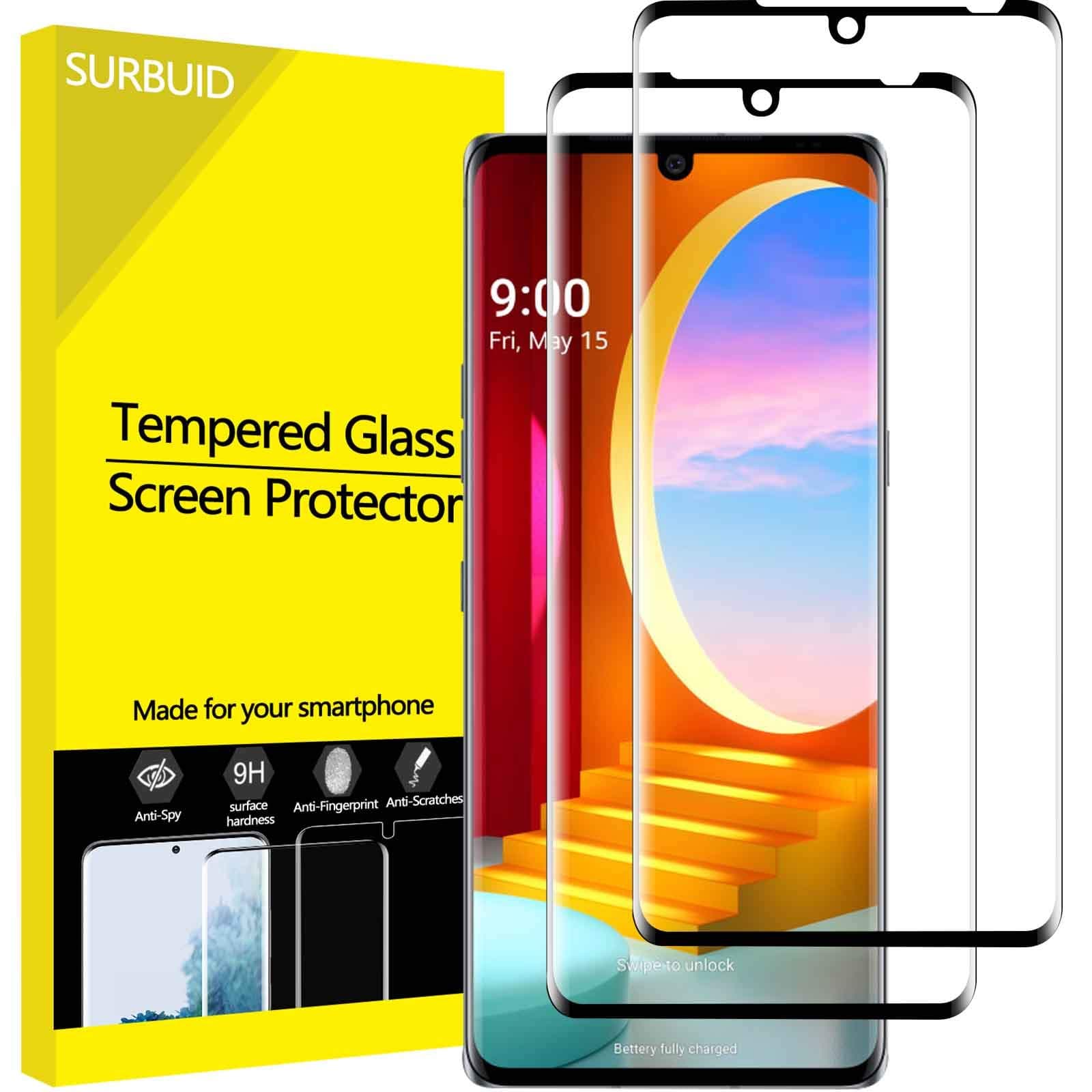 (2 Pack) LG Velvet Screen Protector Tempered Glass, Full Coverage 3D Curved Edge High Definition Anti Scratch 9H Hardness Bubble-Free Case Friendly Screen Protector for LG Velvet 2020 6.8"