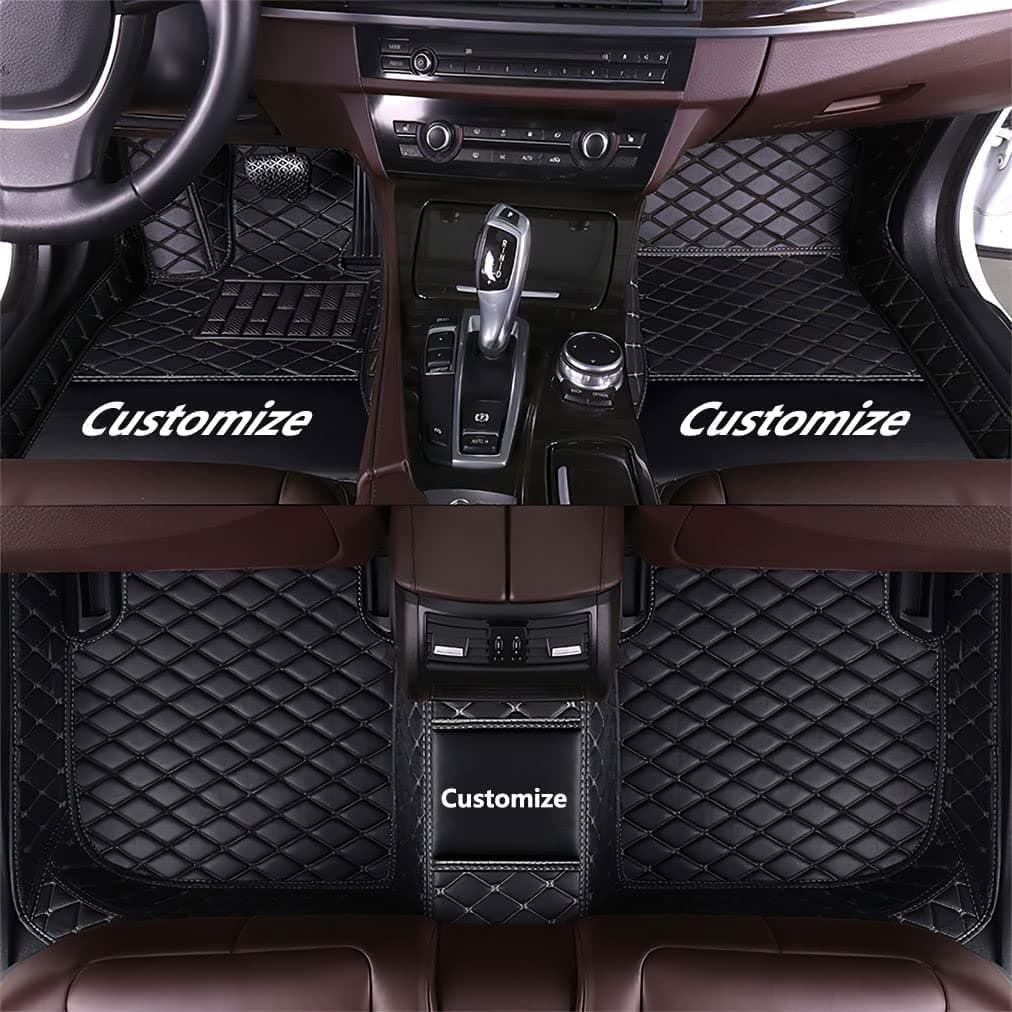 Custom Making Car Floor Mats for 90% Car Model Luxury Leather All Weather Waterproof Anti-Skid Full Coverage Liners (Black)