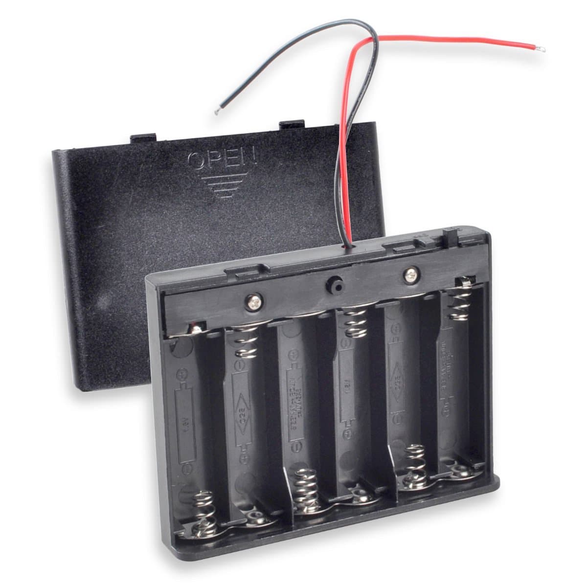 AA Battery Holder with Switch, Besmelody 6 x 1.5V (9V) AA Battery Storage Box Case with Cover and 6" Bare Wire Leads