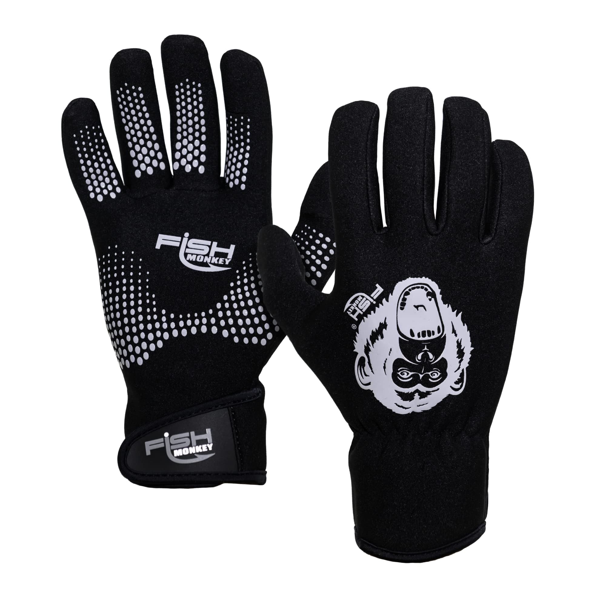 Fish Monkey Second Skin Fit with Velcro Wrist. Water and Wind Resistant Neoprene, Non Slip Superior Grip with Slit Opening Index and Thumb Gloves for Men and Women
